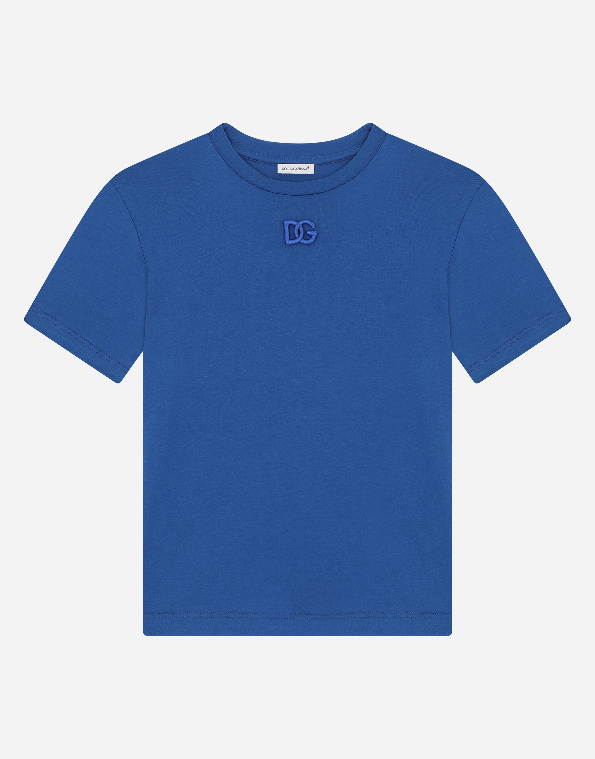 Jersey T-shirt with DG logo embroidery in Blue