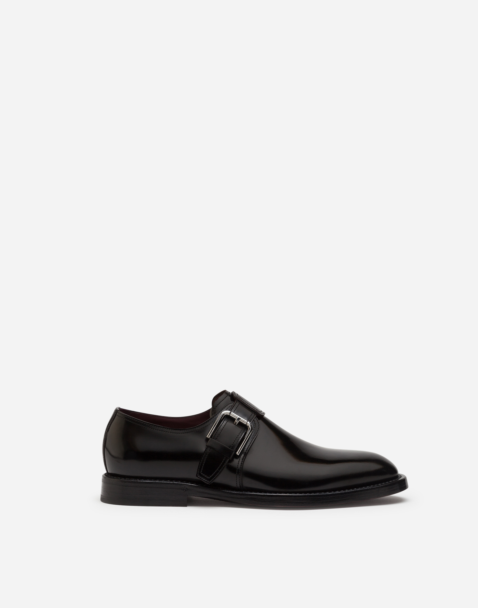 Brushed calfskin monk strap shoes in Black