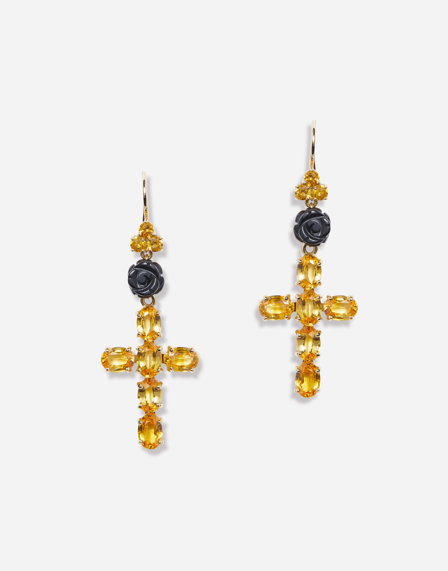 Family yellow gold earrings with yellow sapphires  in Gold