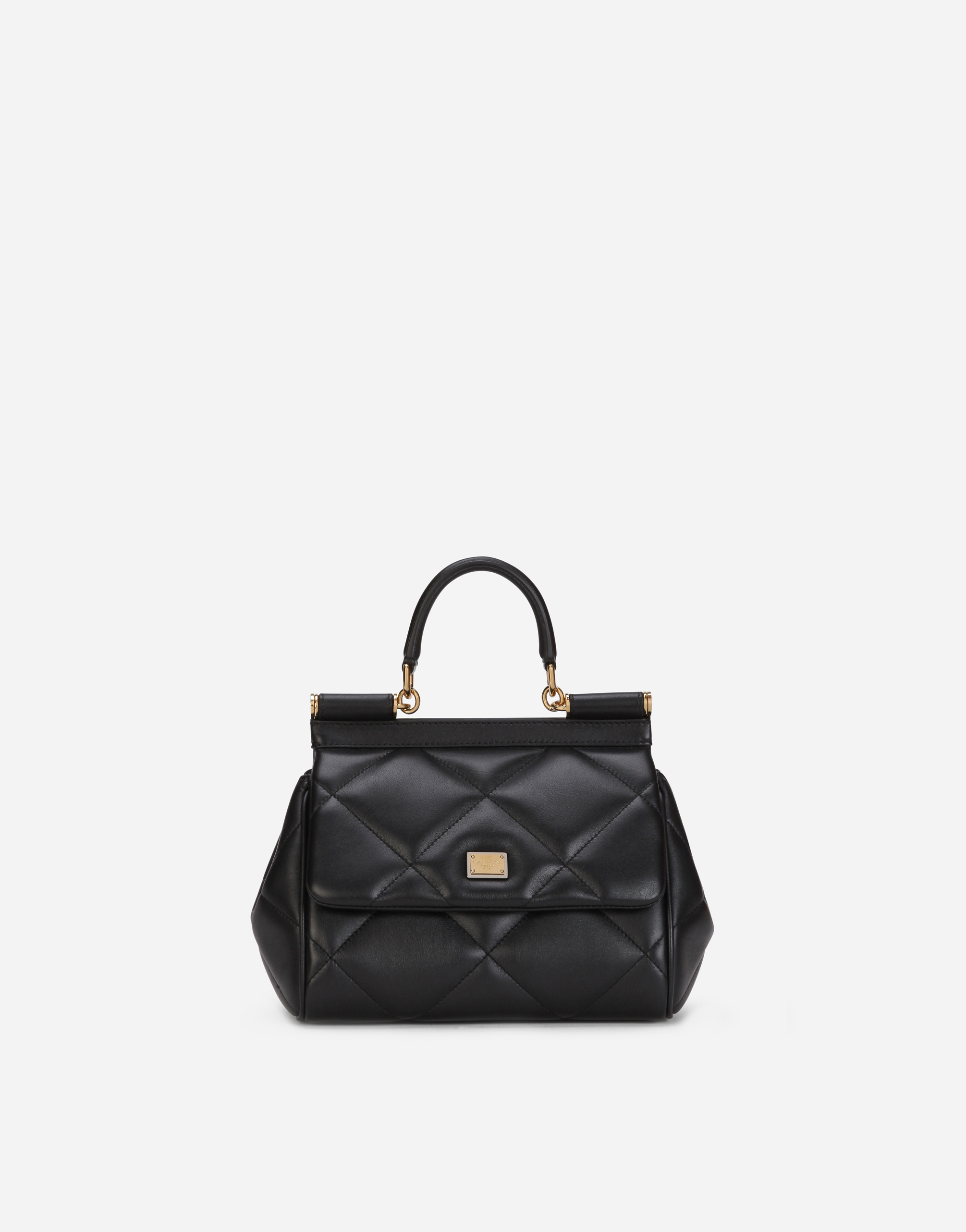 Small Sicily bag in quilted calfskin in Black