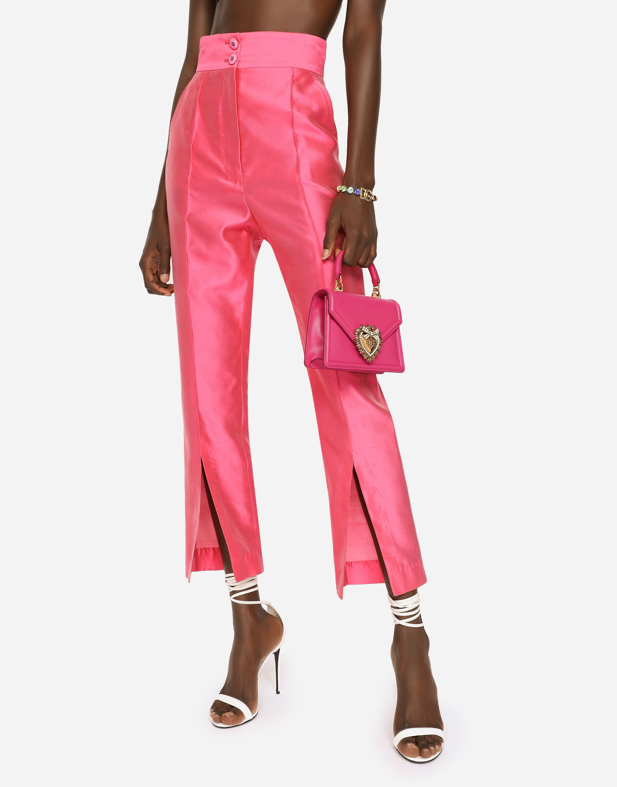 Shop Dolce & Gabbana Small Calfskin Devotion Bag In Pink