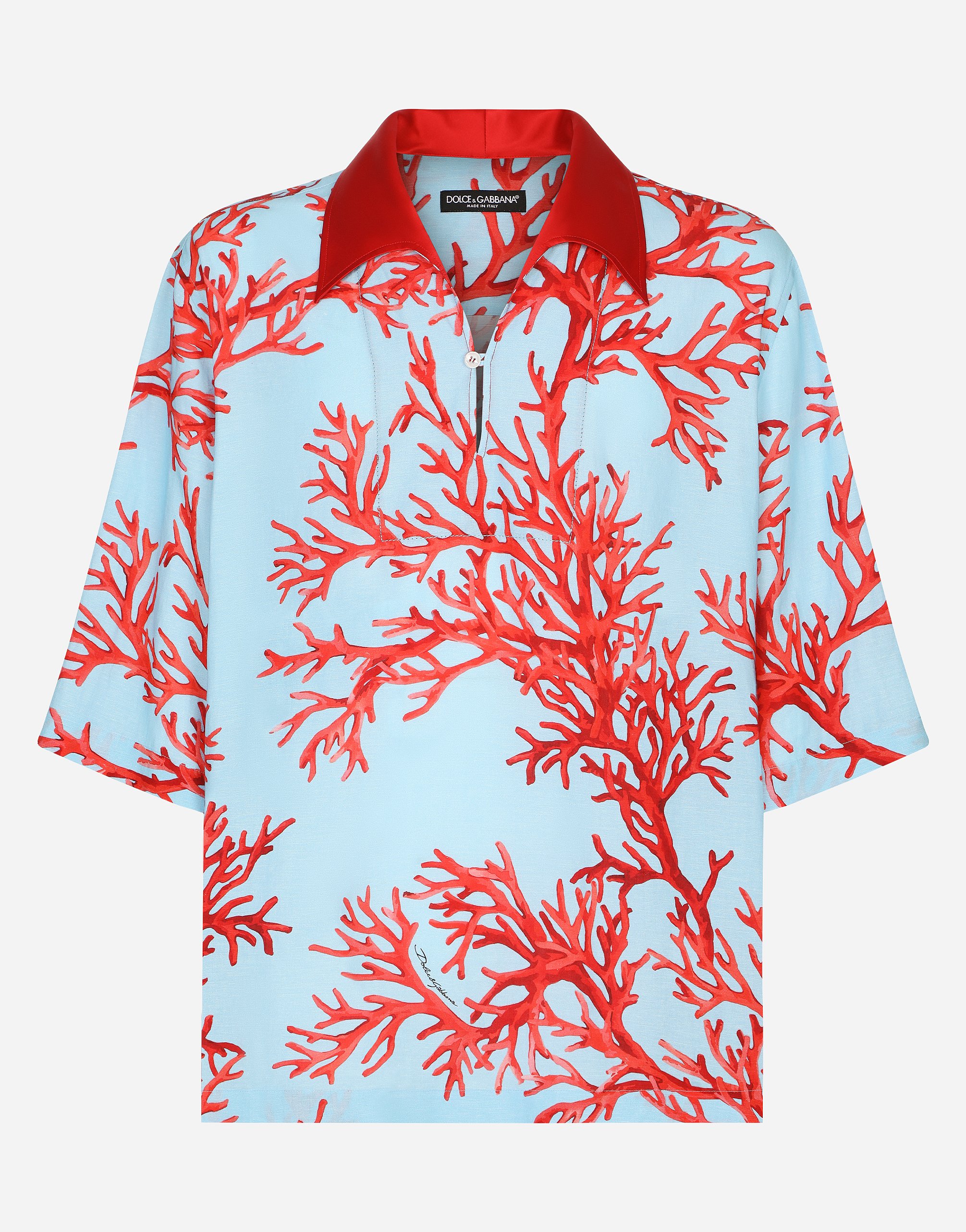 Coral-print Hawaiian shirt in Multicolor