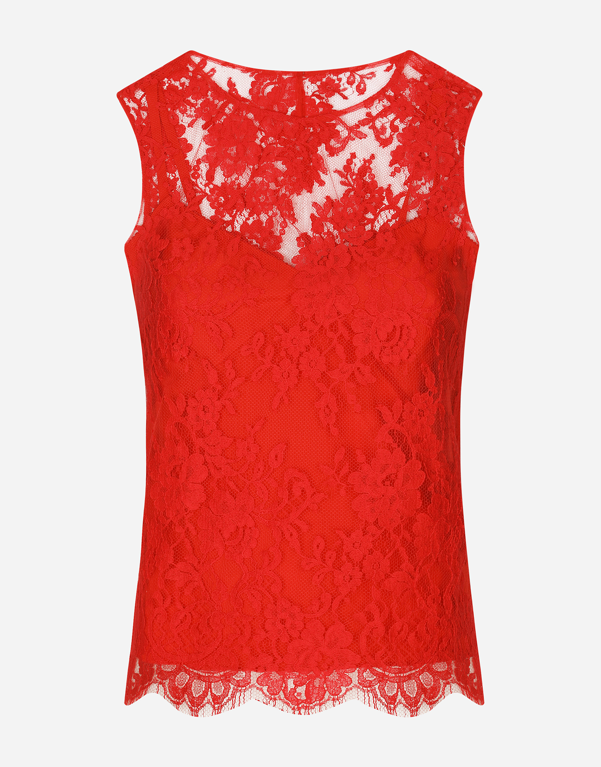 Floral Chantilly lace top in Red