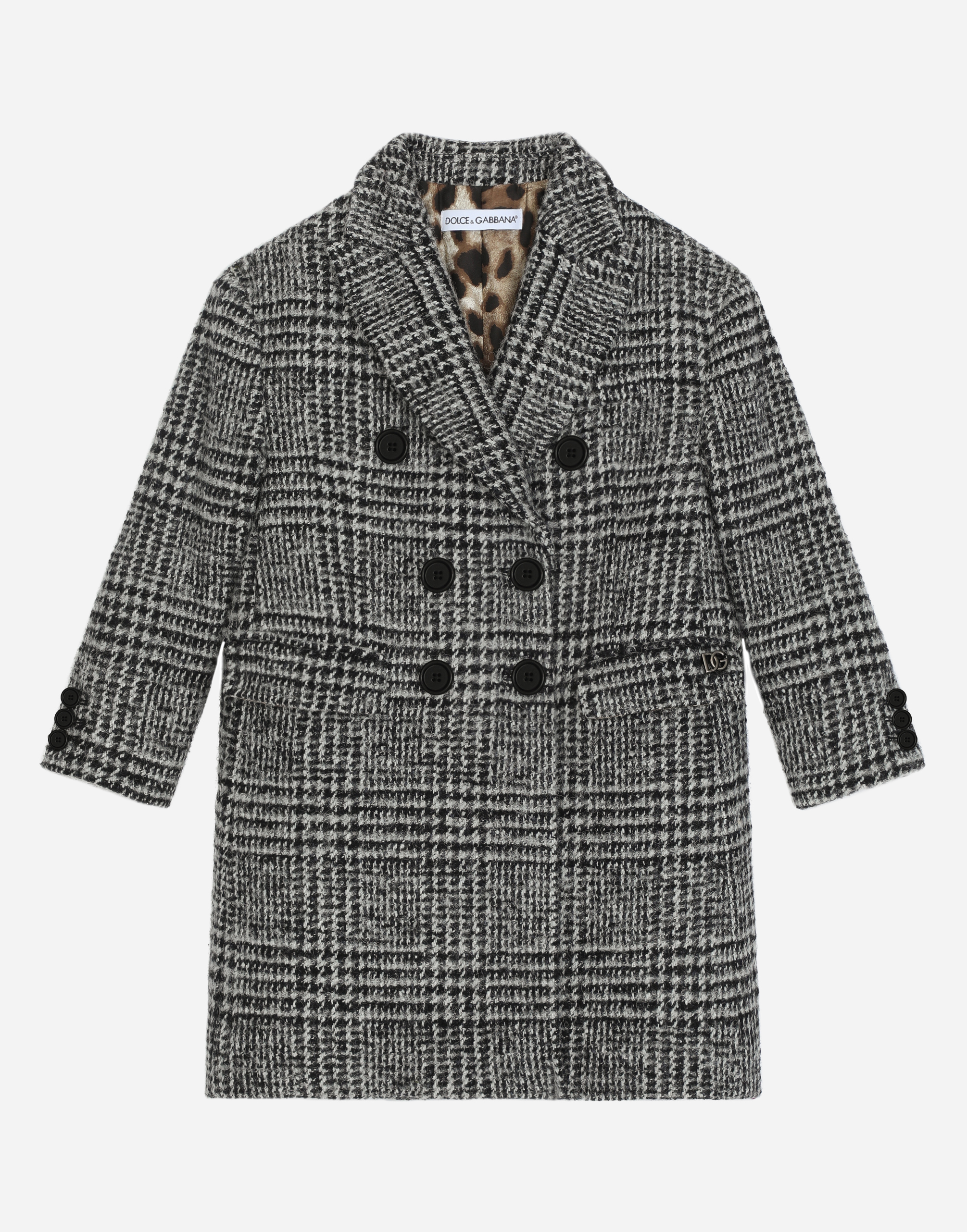 Double-breasted glen plaid coat in Multicolor
