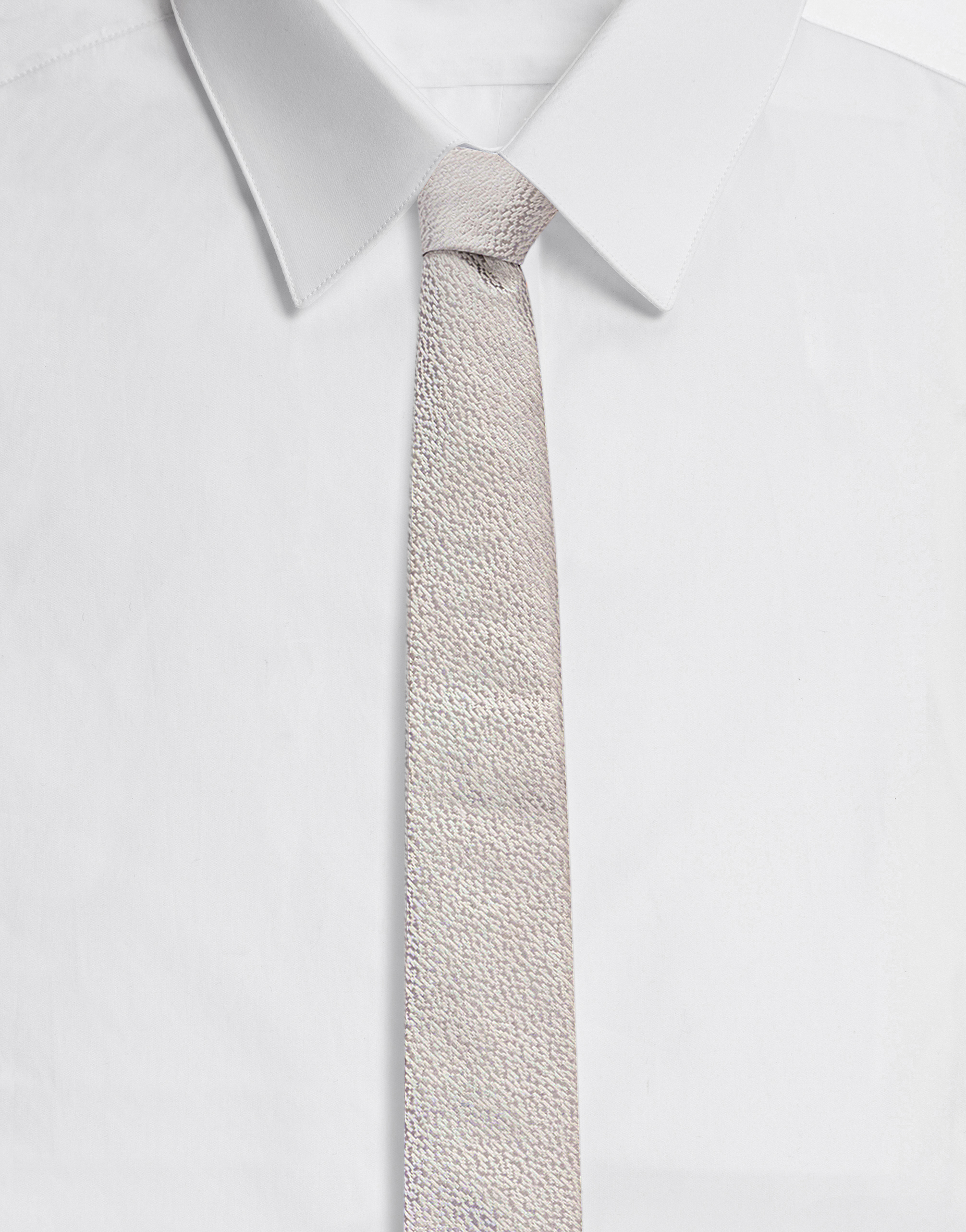 6 cm tie-design silk jacquard blade tie in White