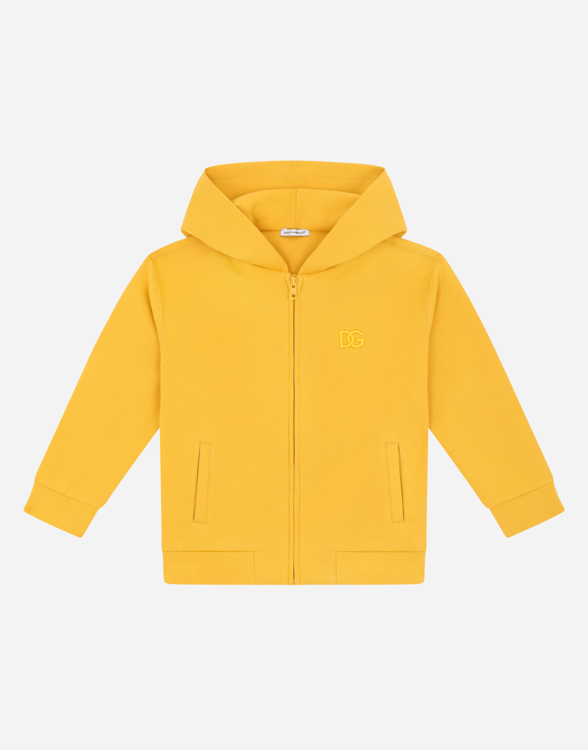 Jersey hoodie with DG logo embroidery in Yellow