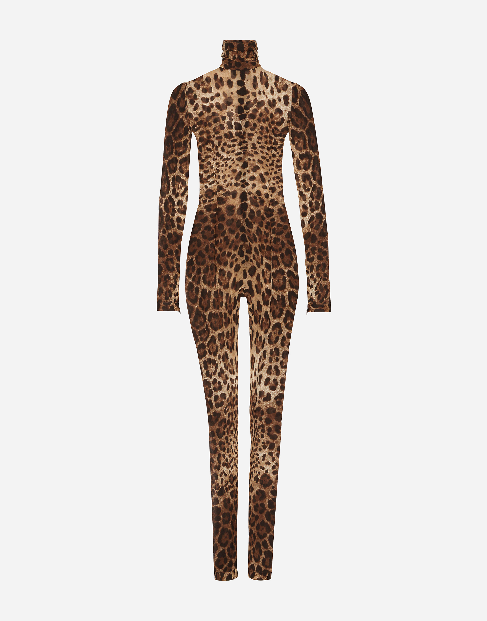KIM DOLCE&GABBANA Sheer leopard-print jumpsuit in Animal Print