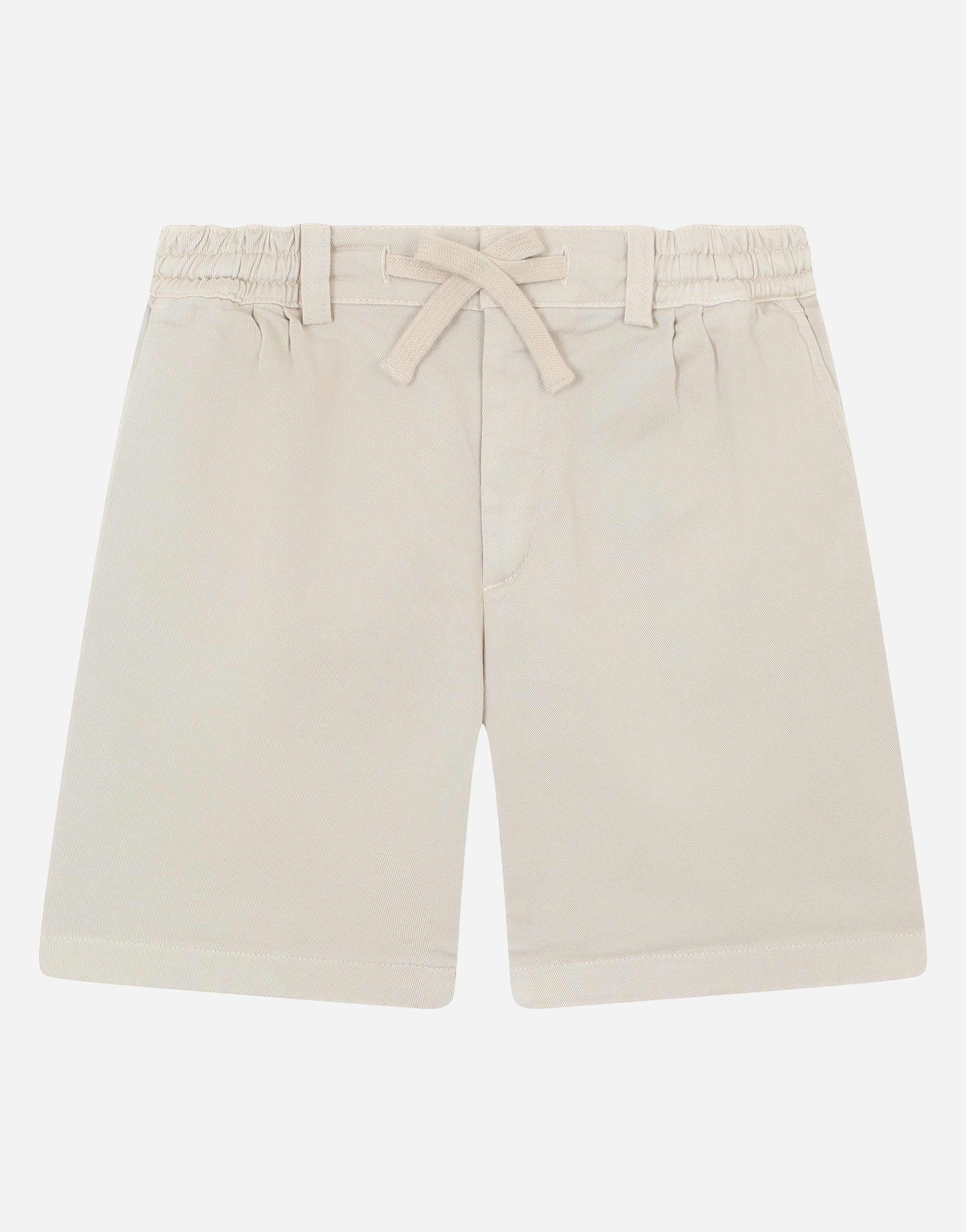 Garment-dyed drill shorts with drawstring in Beige