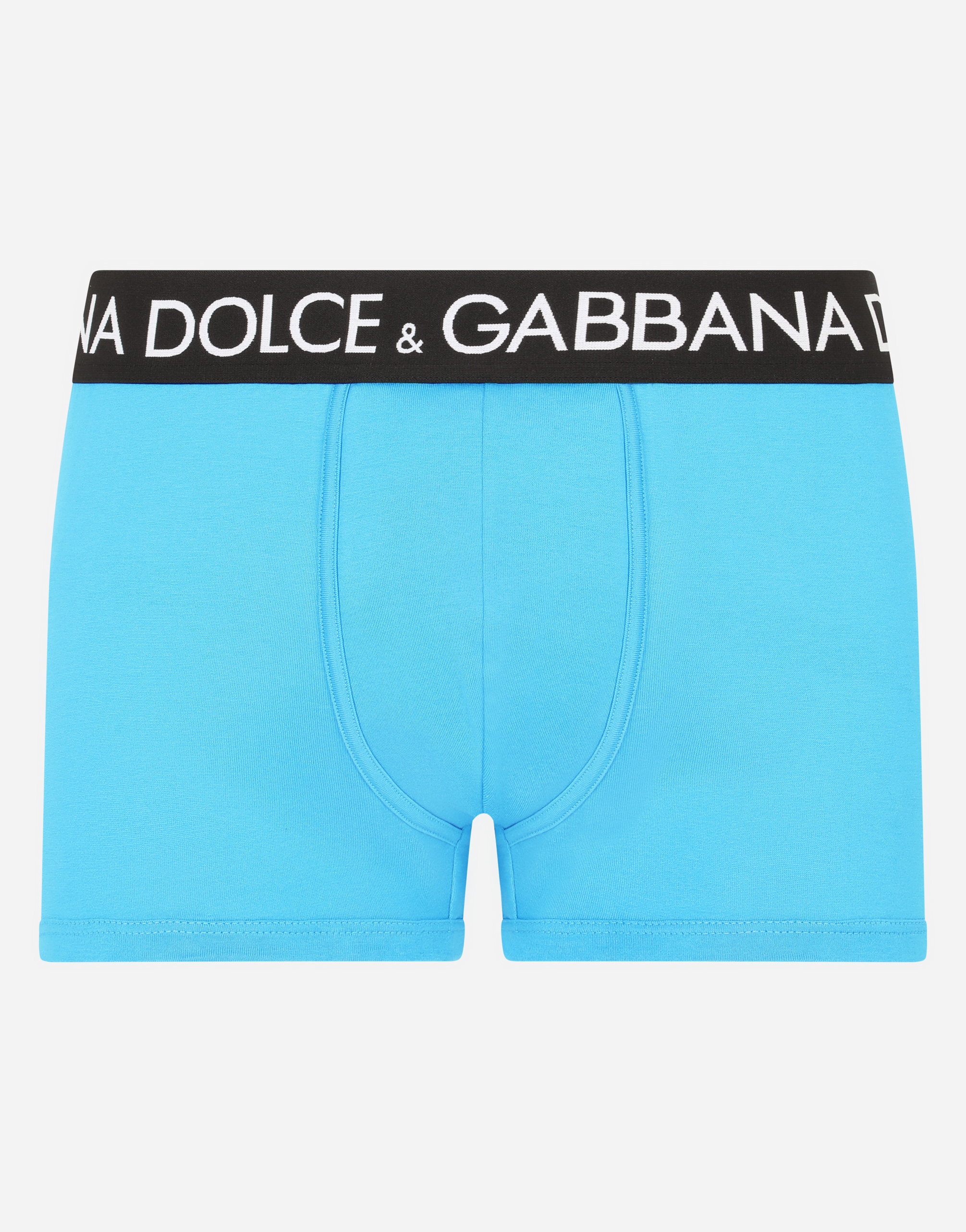Two-way stretch cotton boxers in Azure