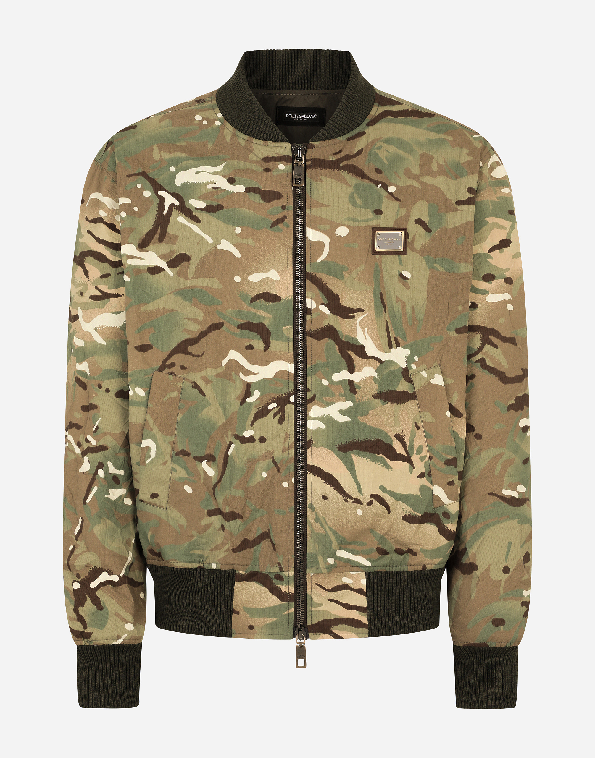 Camouflage-print nylon jacket