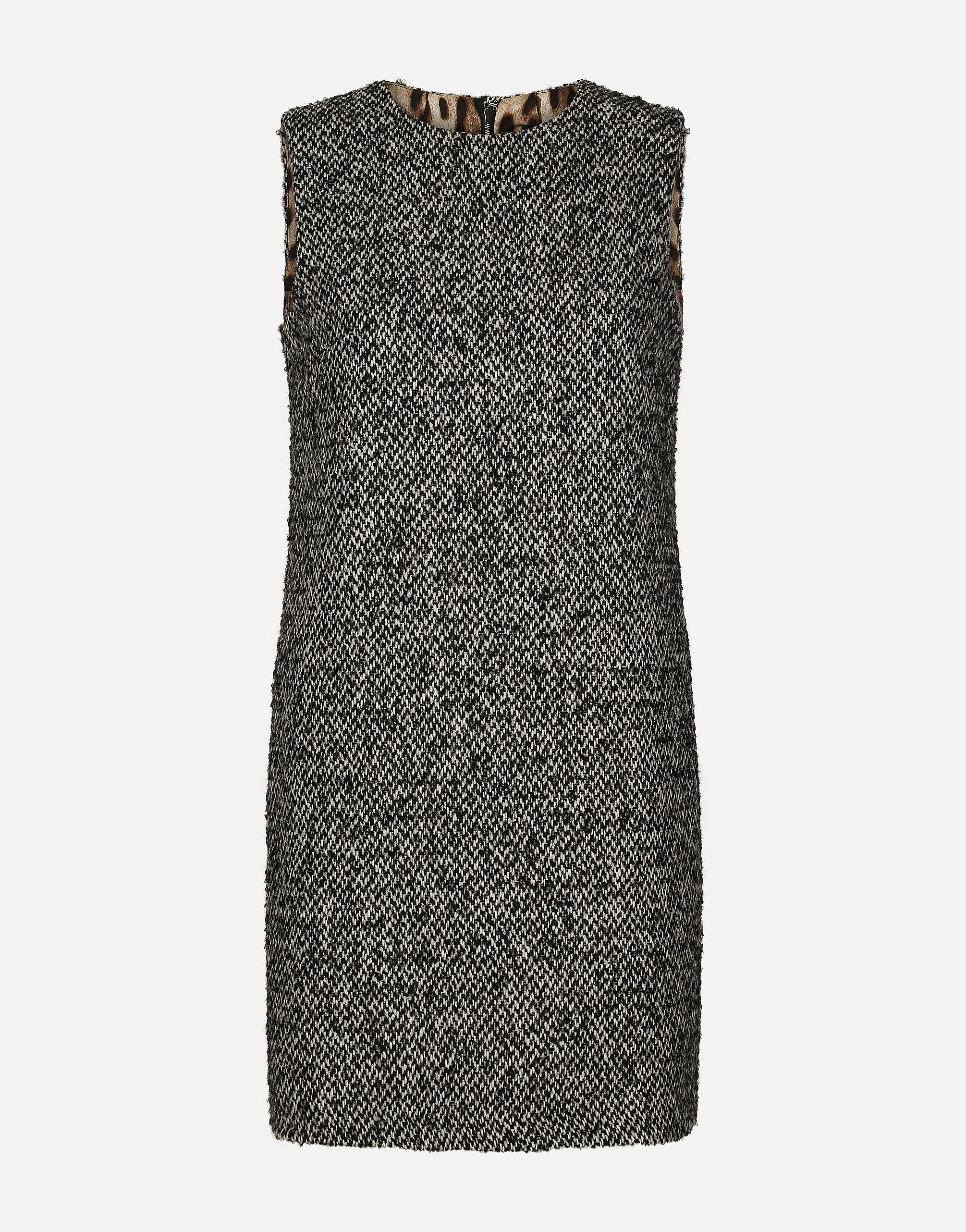 Short speckled tweed A-line dress in Multicolor