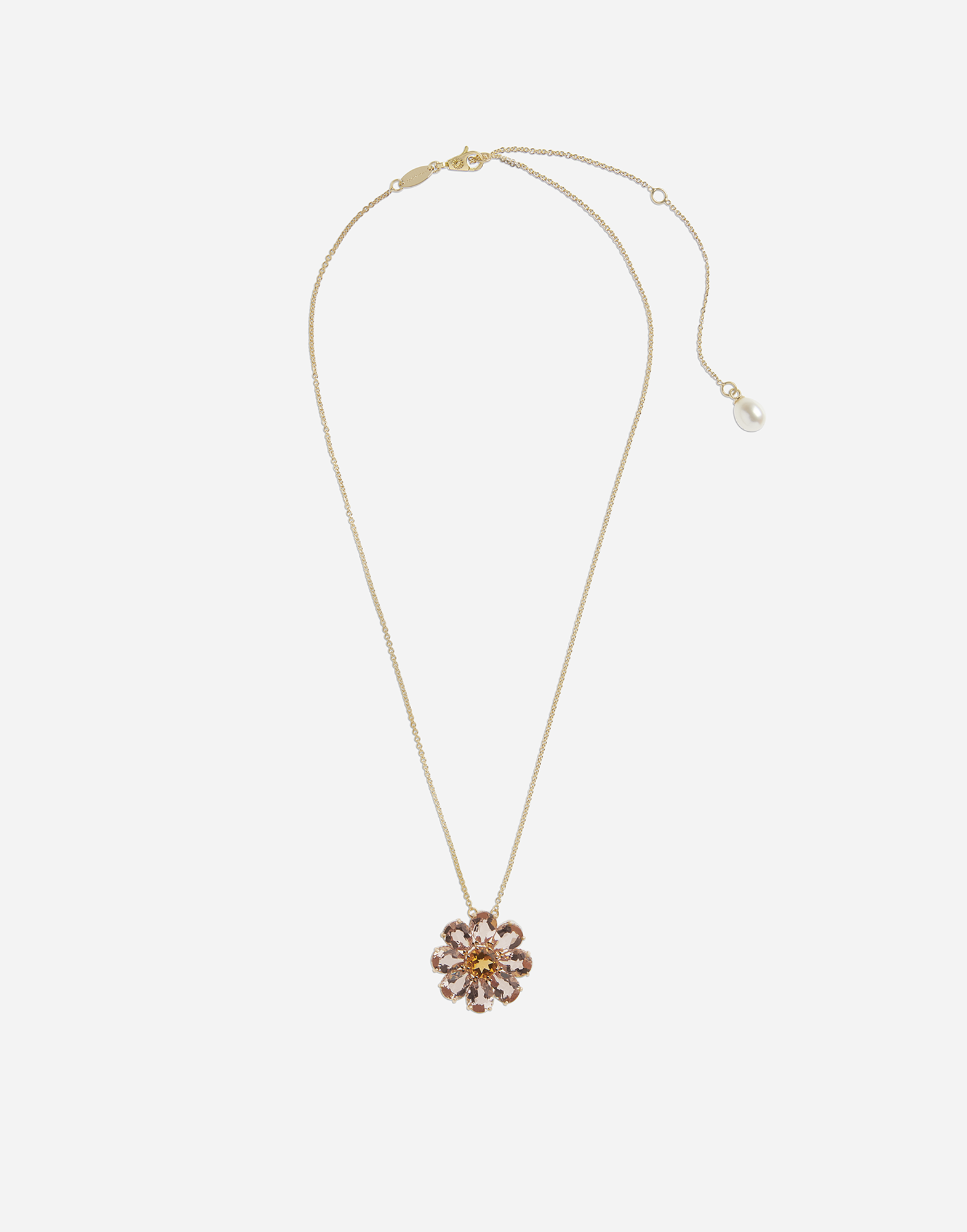 Necklace with red gold flower pendant in Gold