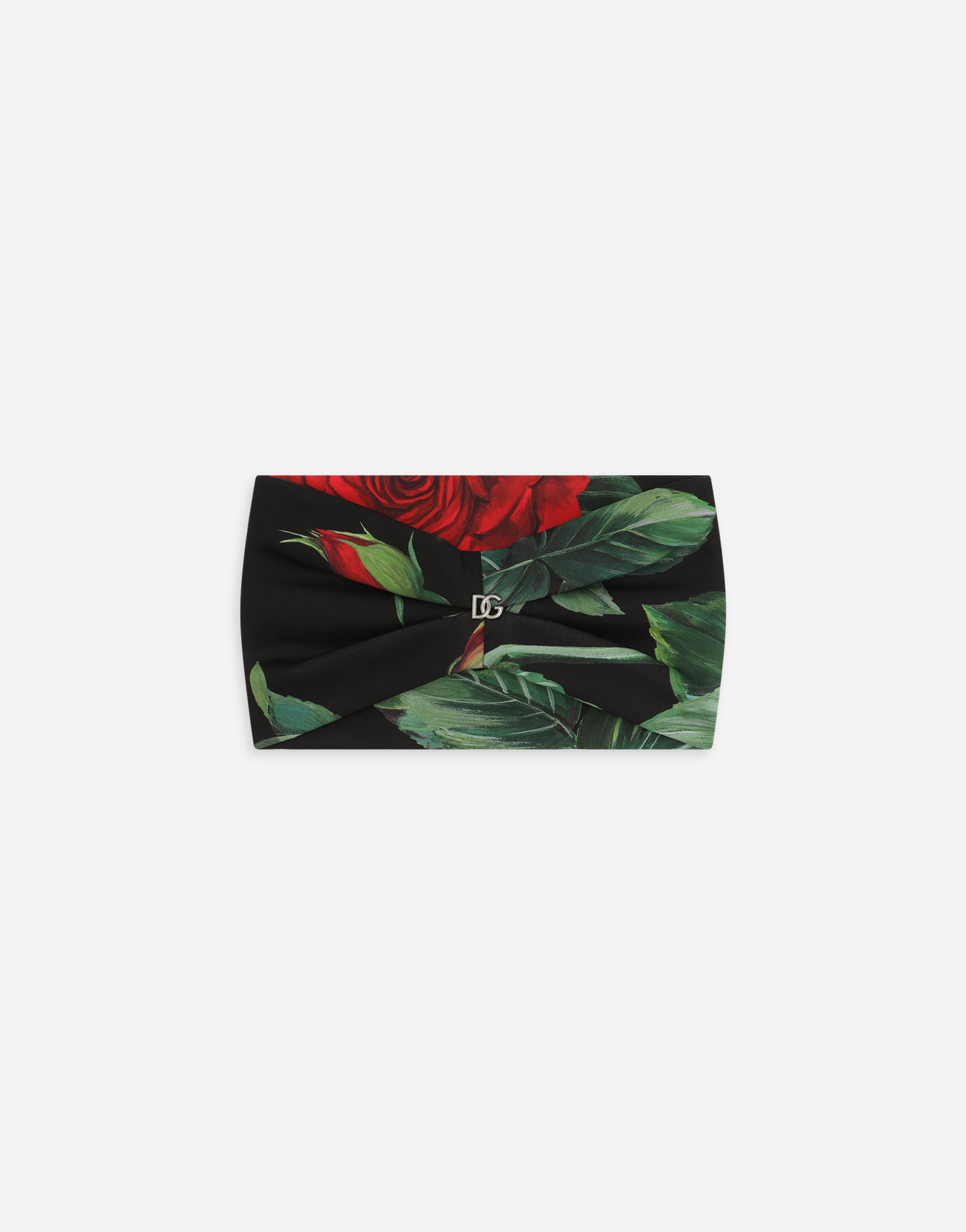 Jersey headband with red rose print in Multicolor