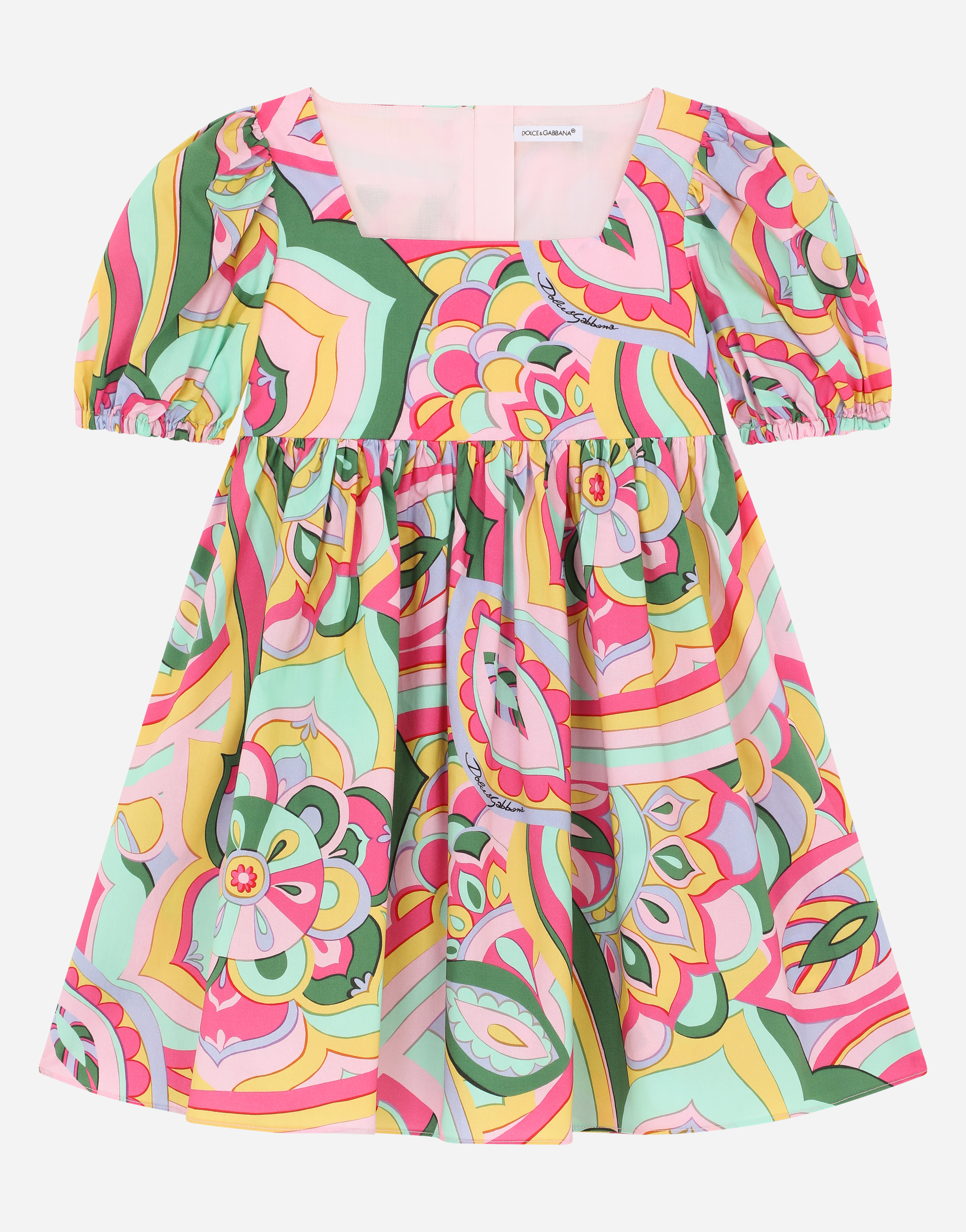 Short 60s-print poplin dress in Multicolor