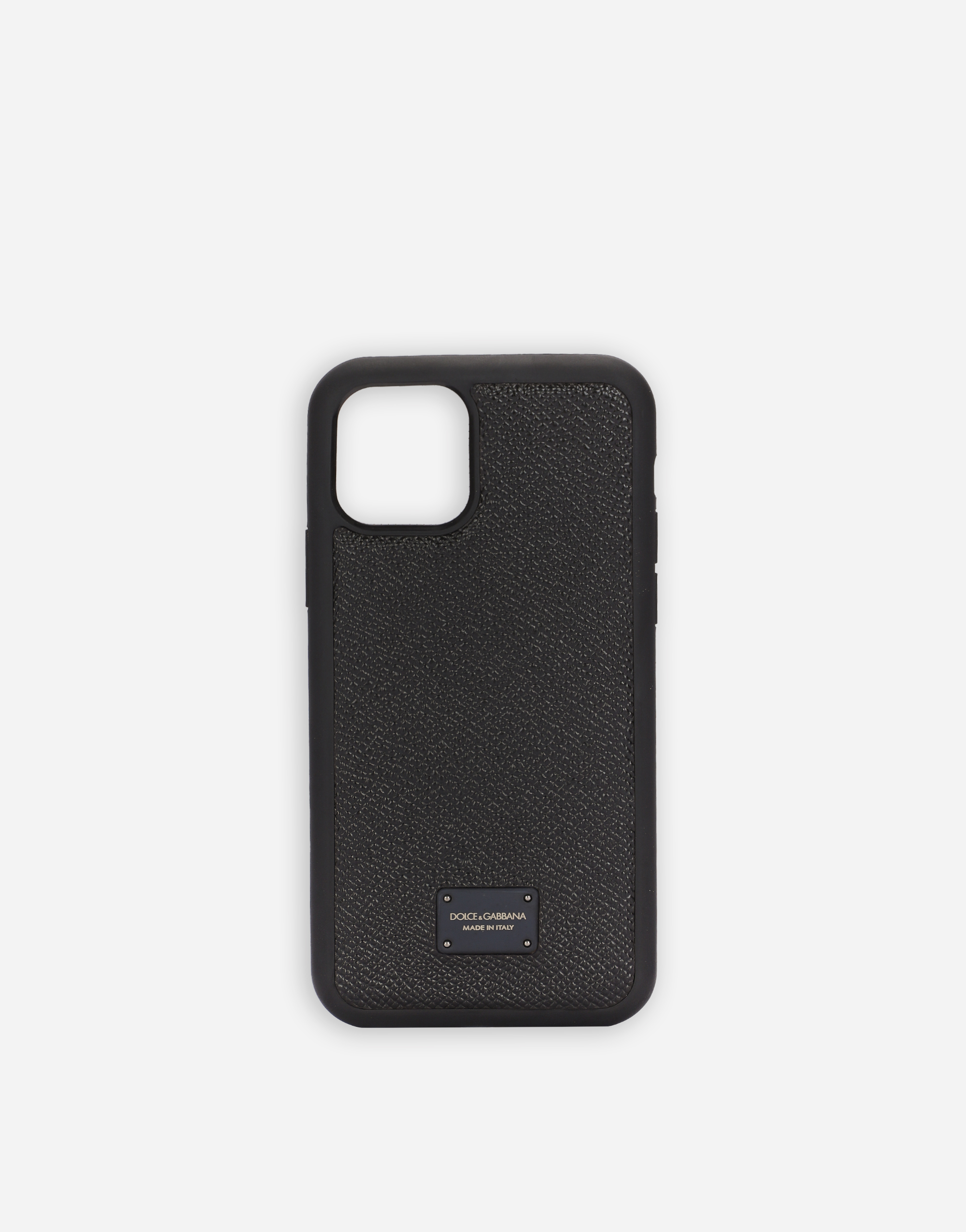 Dauphine calfskin iPhone 11 Pro cover with branded plate in Black
