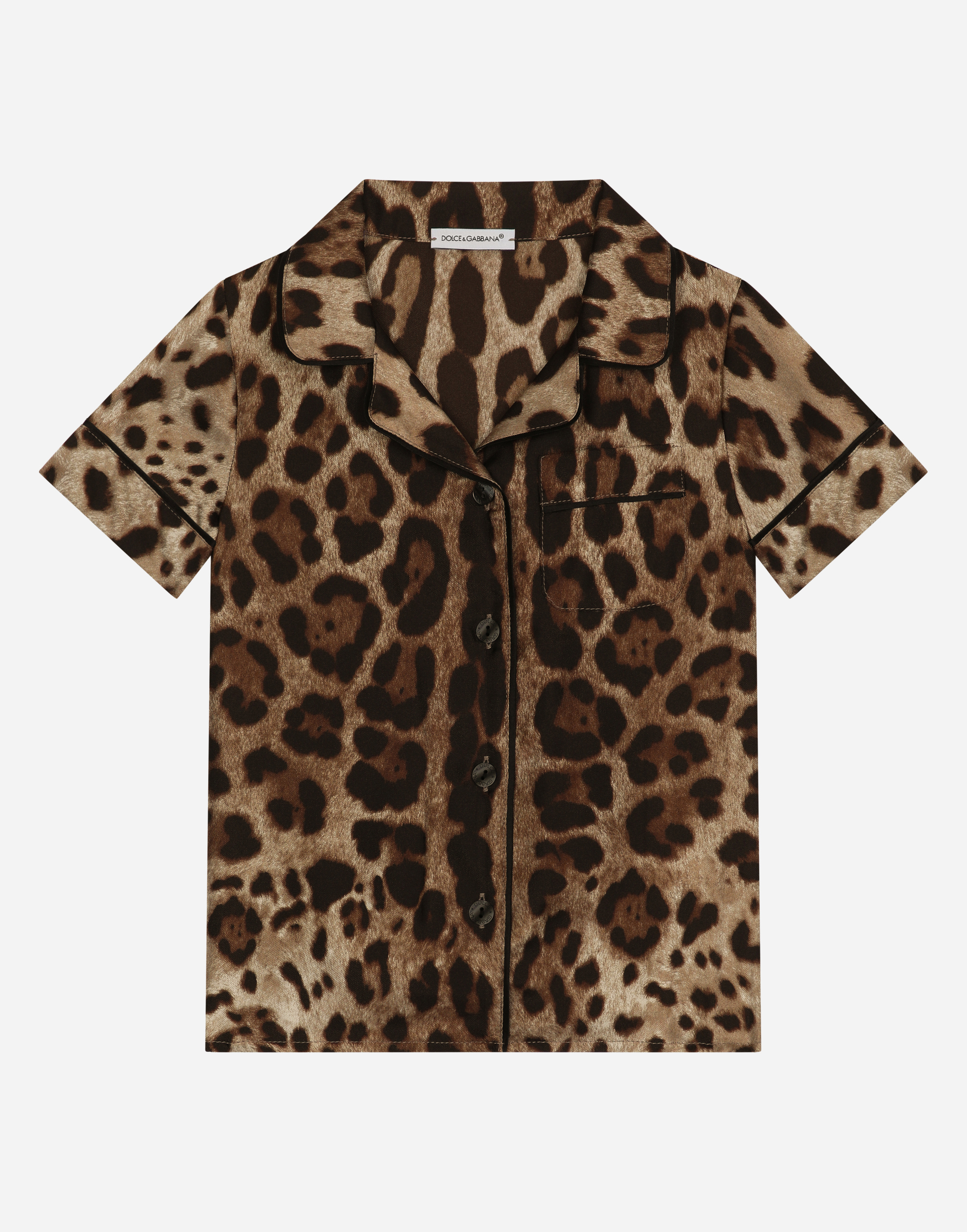 Leopard-print twill shirt in Animal Print