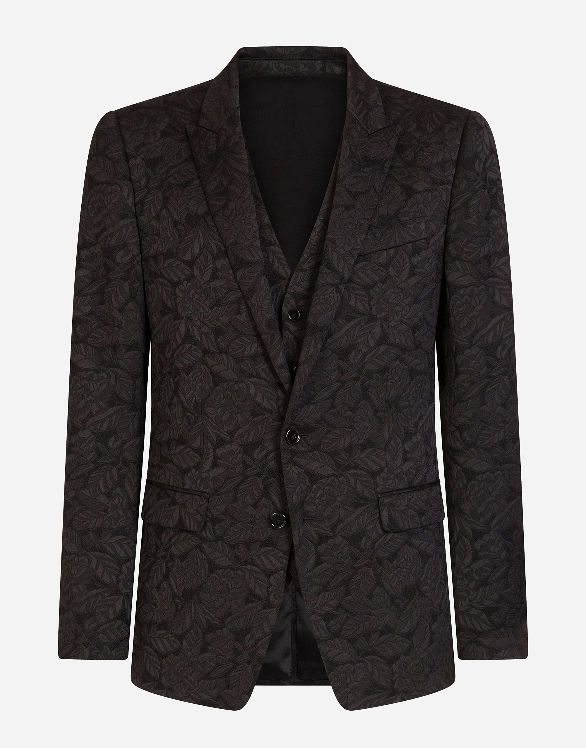 Floral jacquard Martini suit in Black