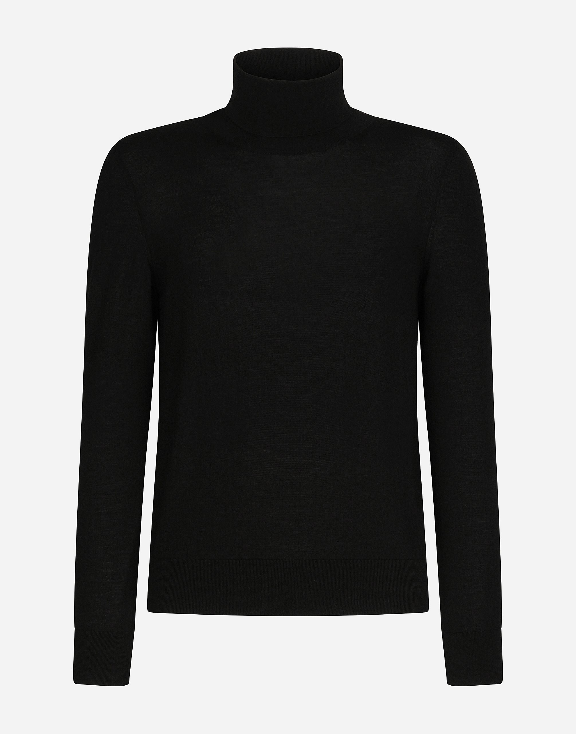 Turtle-neck sweater in virgin wool in Black