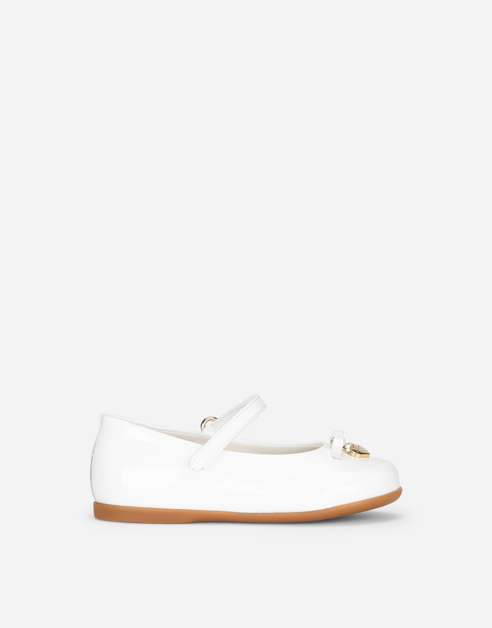 Patent leather mary jane ballet flats in White