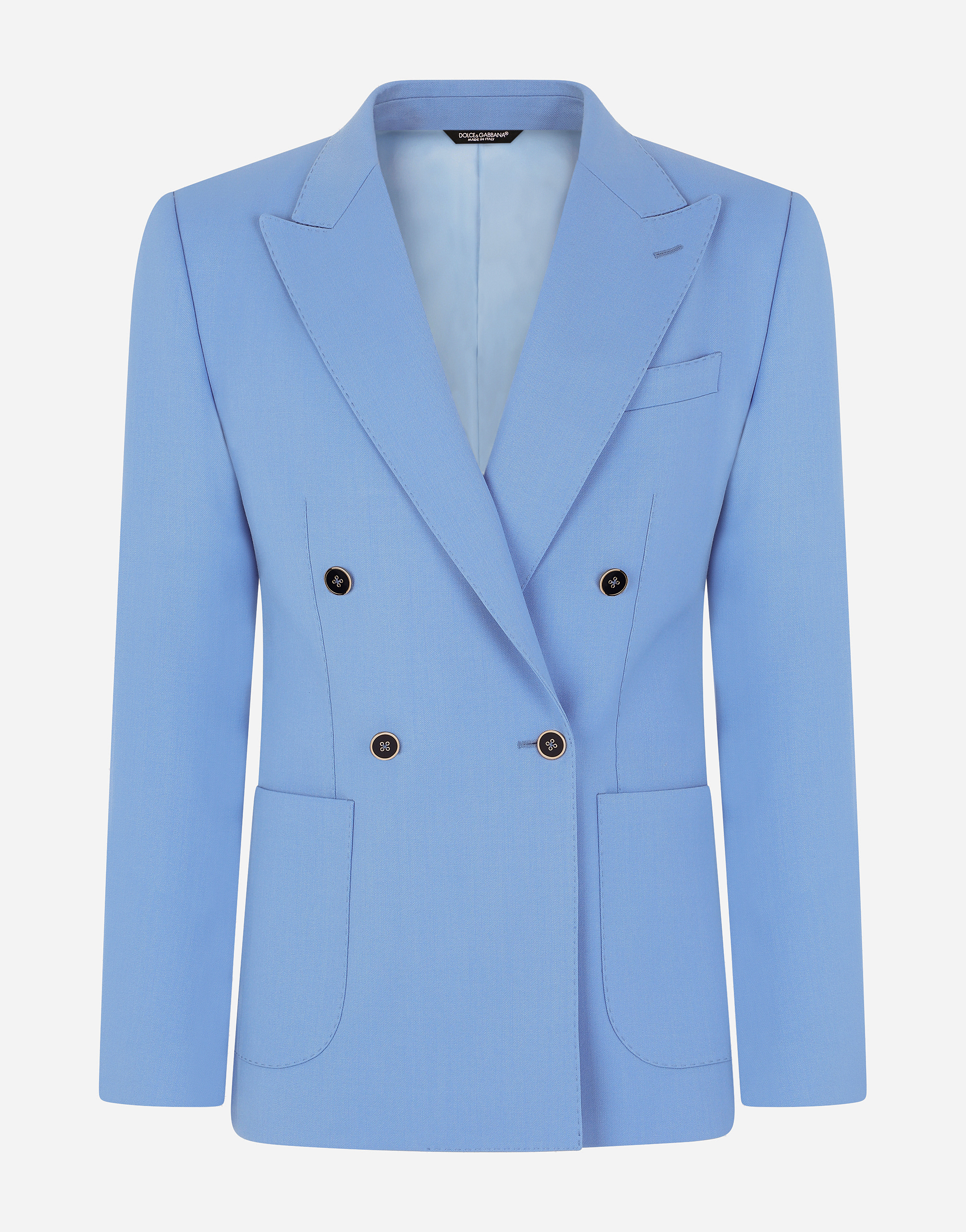 Double-breasted stretch wool Portofino-fit jacket in Azure