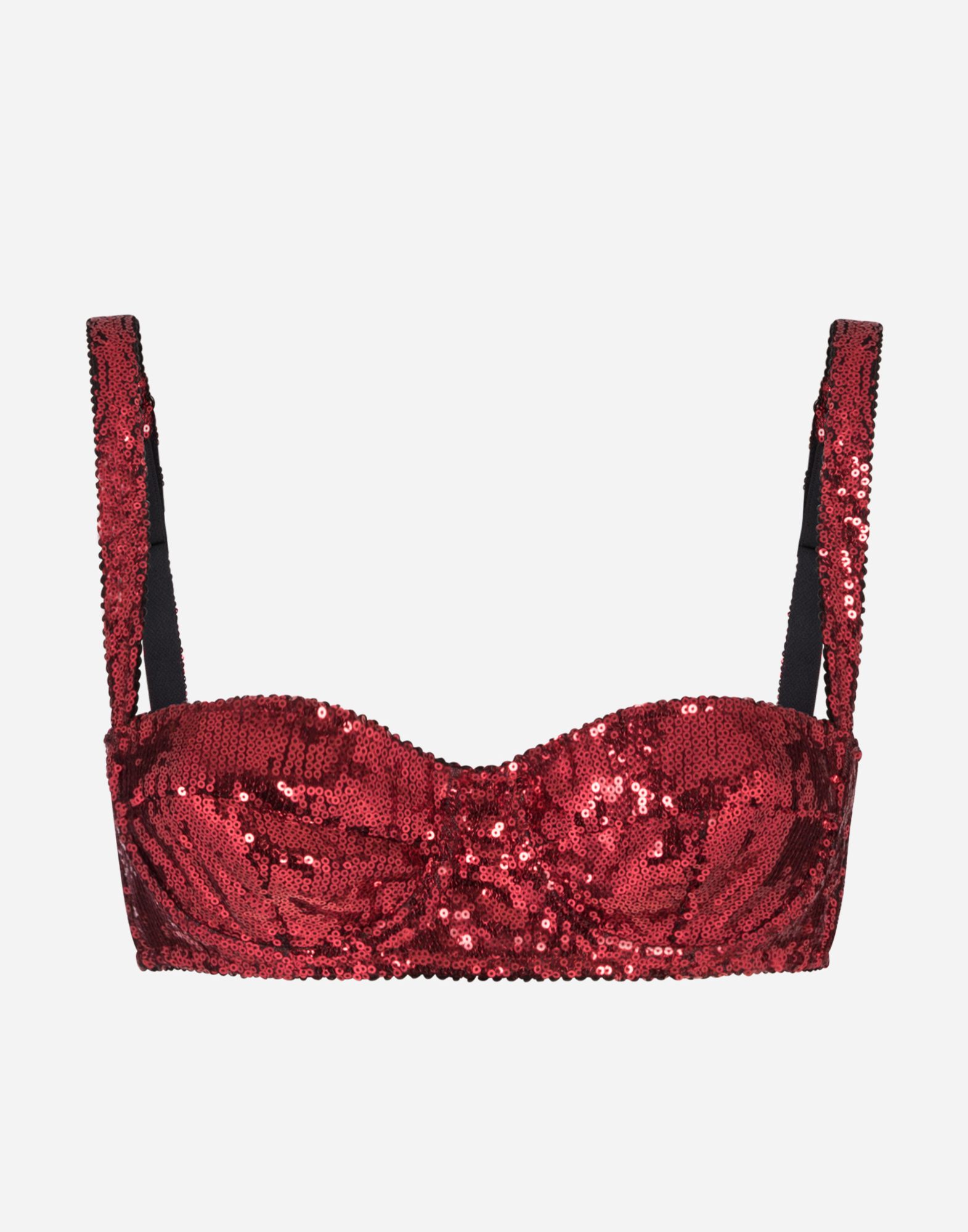 Sequined balcony bra in Red