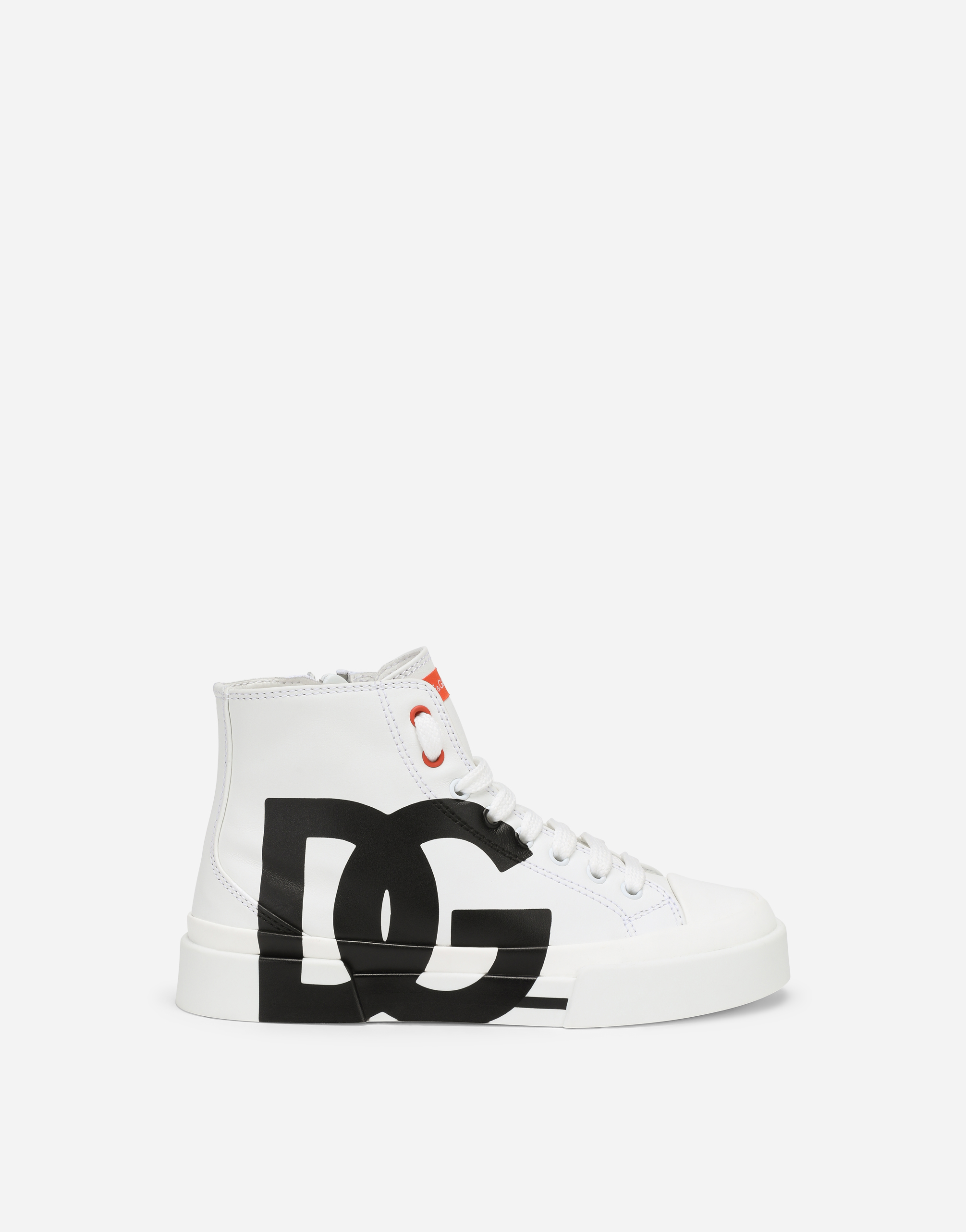 Calfskin Portofino high-top sneakers with DG logo in Multicolor