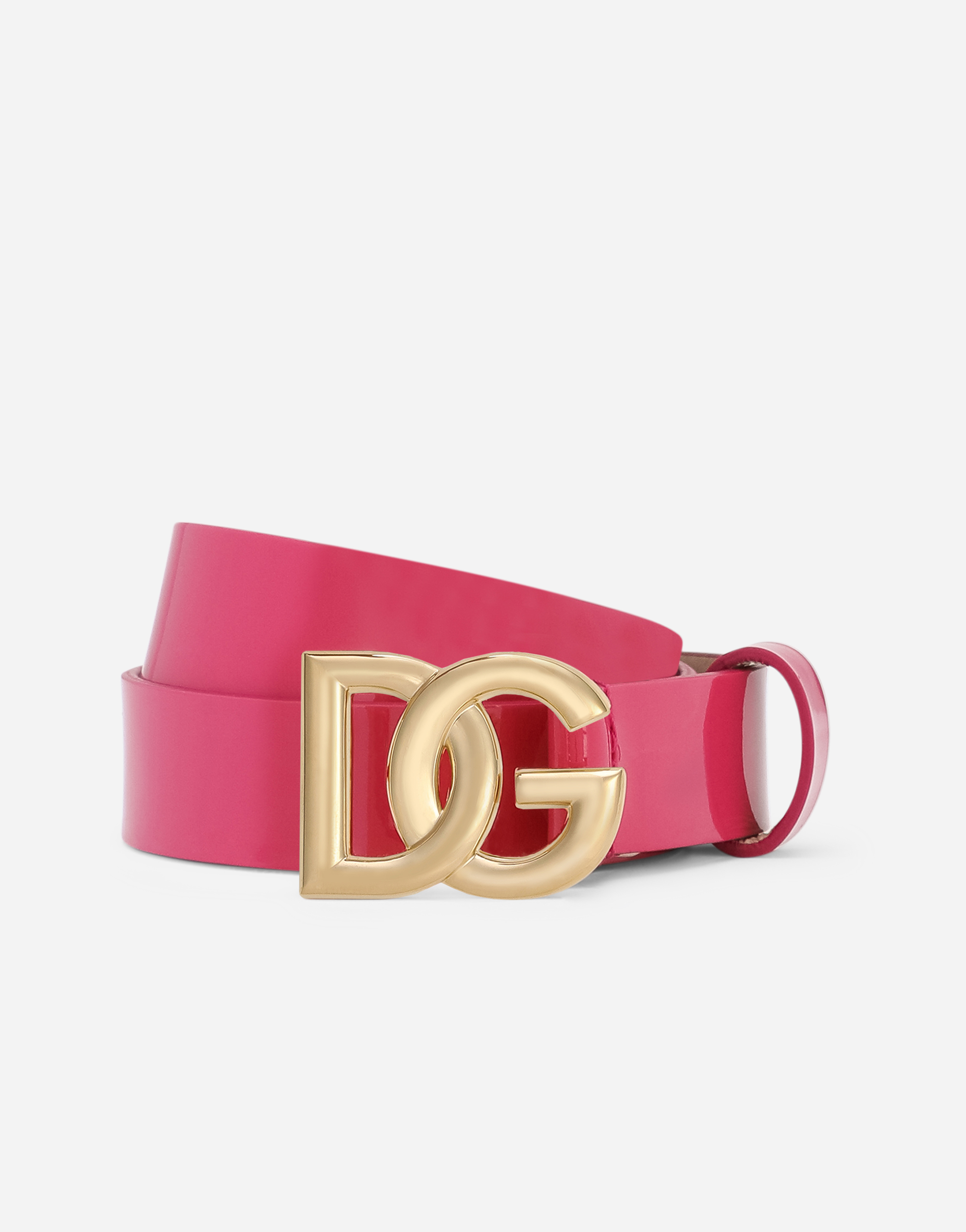 Patent leather belt with DG-logo buckle in Pink
