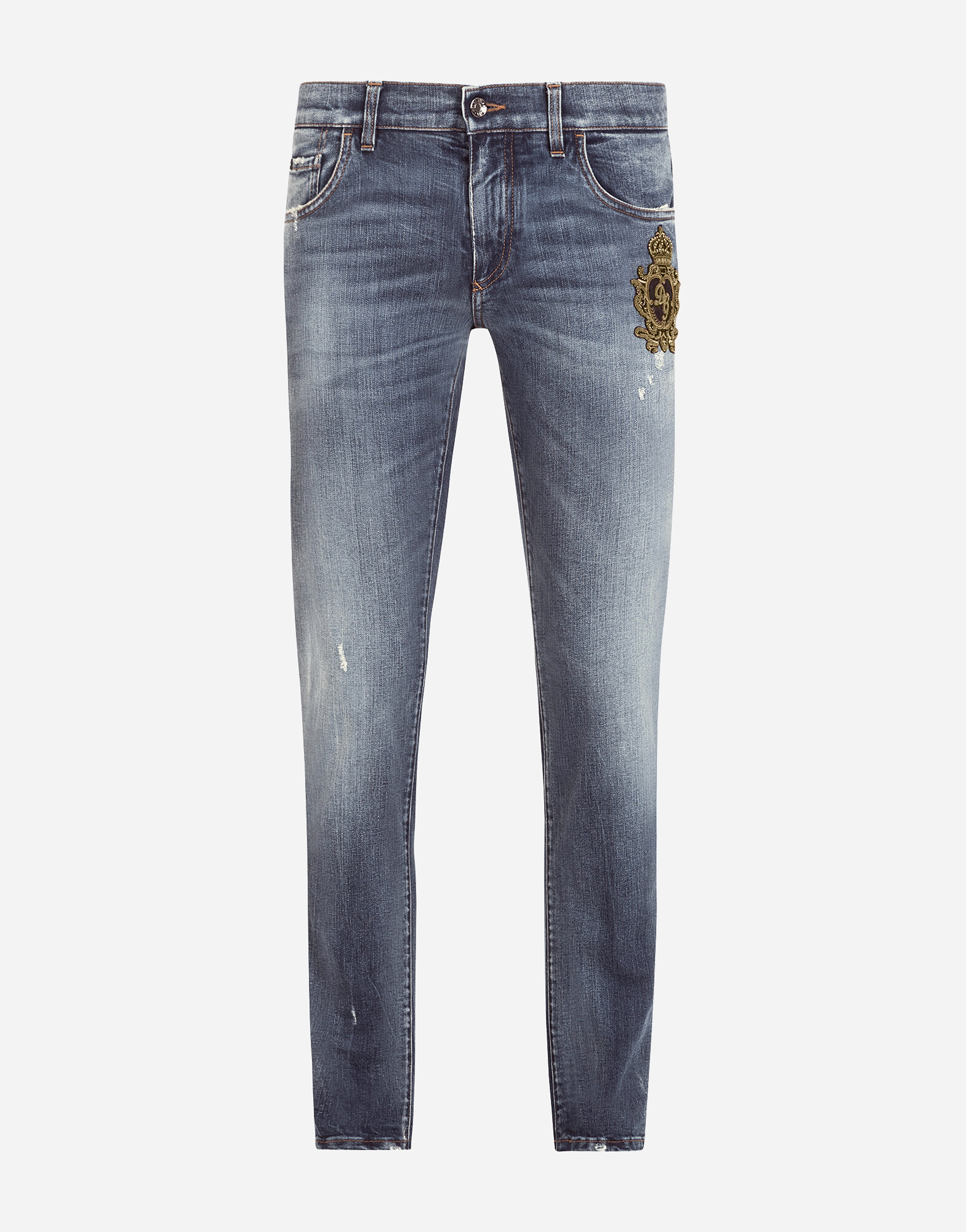 Skinny stretch jeans with patch in Blue