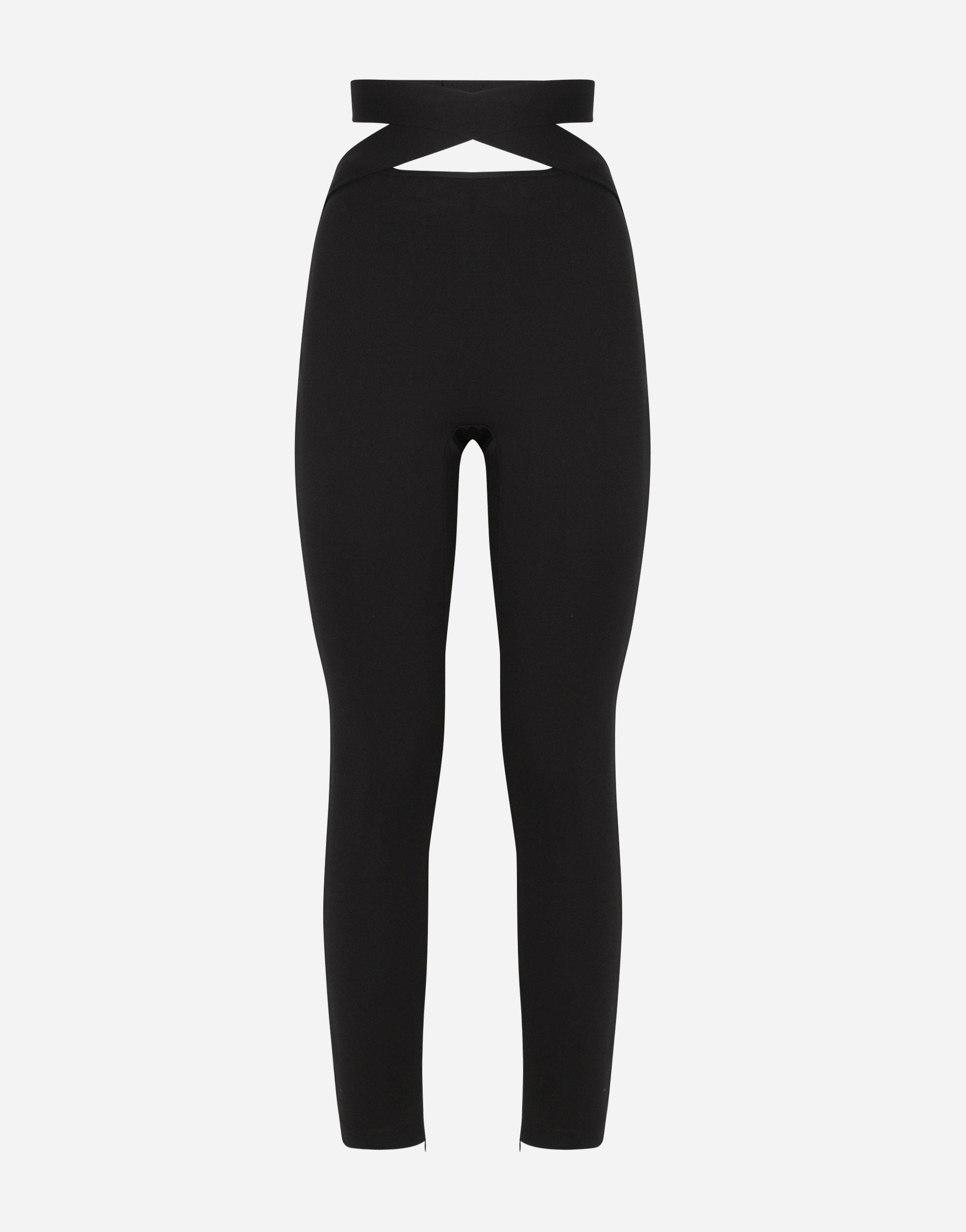 Viscose pants with strap detail in Black