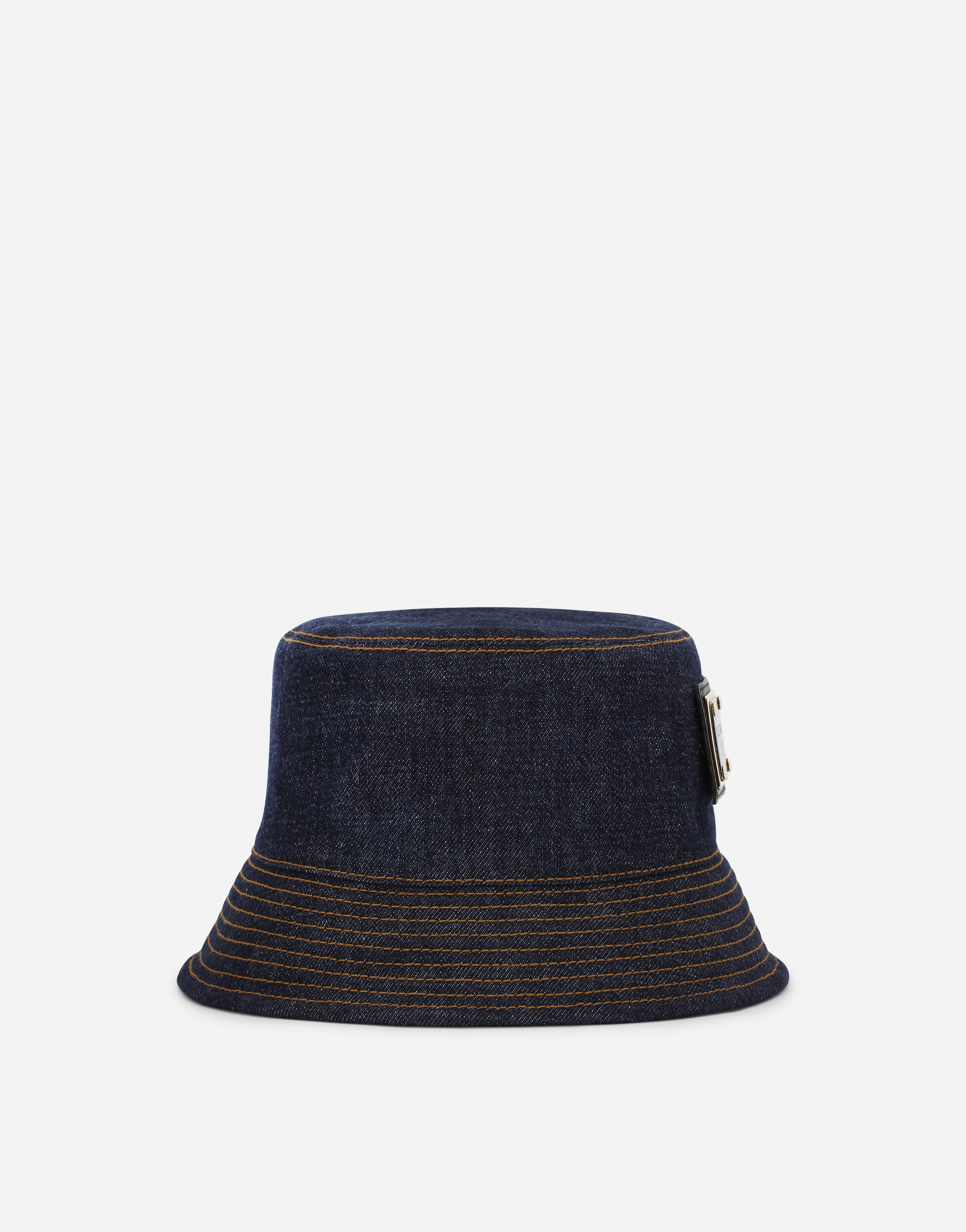 Denim bucket hat with branded plate in Multicolor