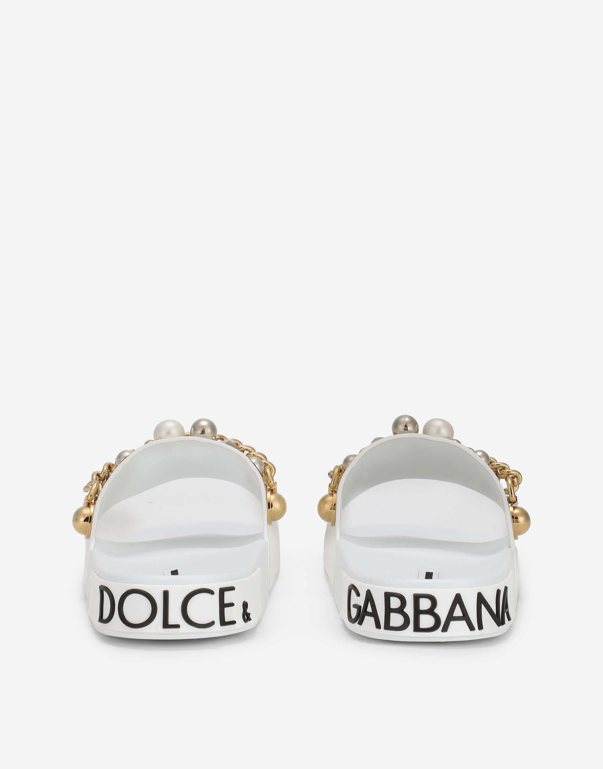 Rubber beachwear slides with embroidery
