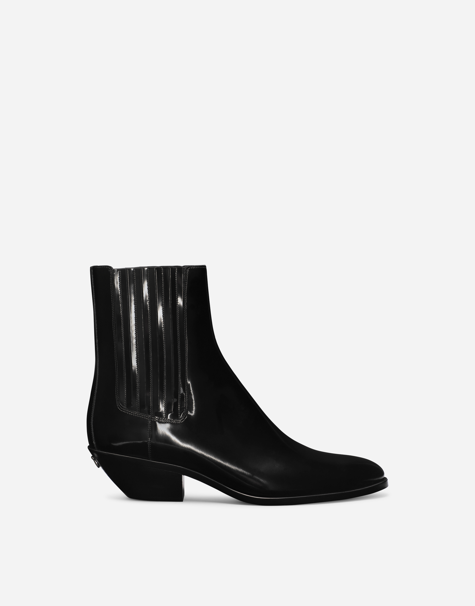 Polished calfskin Texan boots in Black