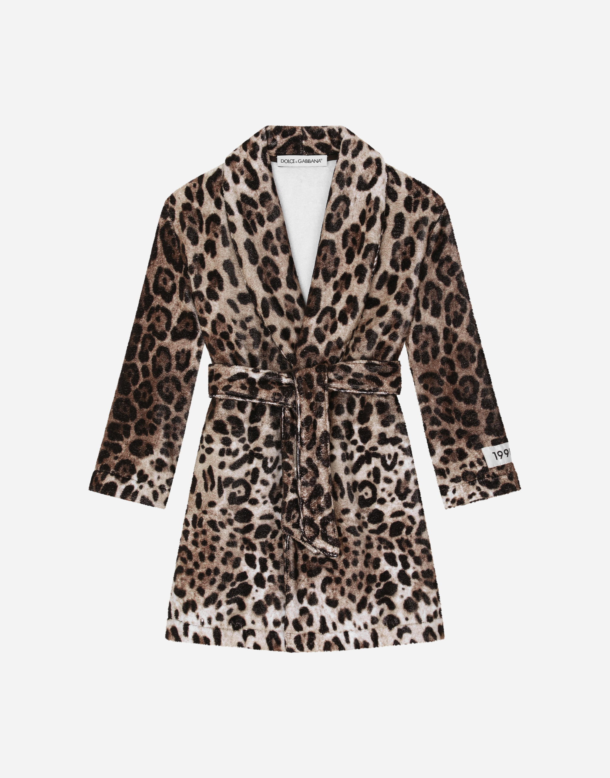 Leopard-print terrycloth bathrobe in Animal Print