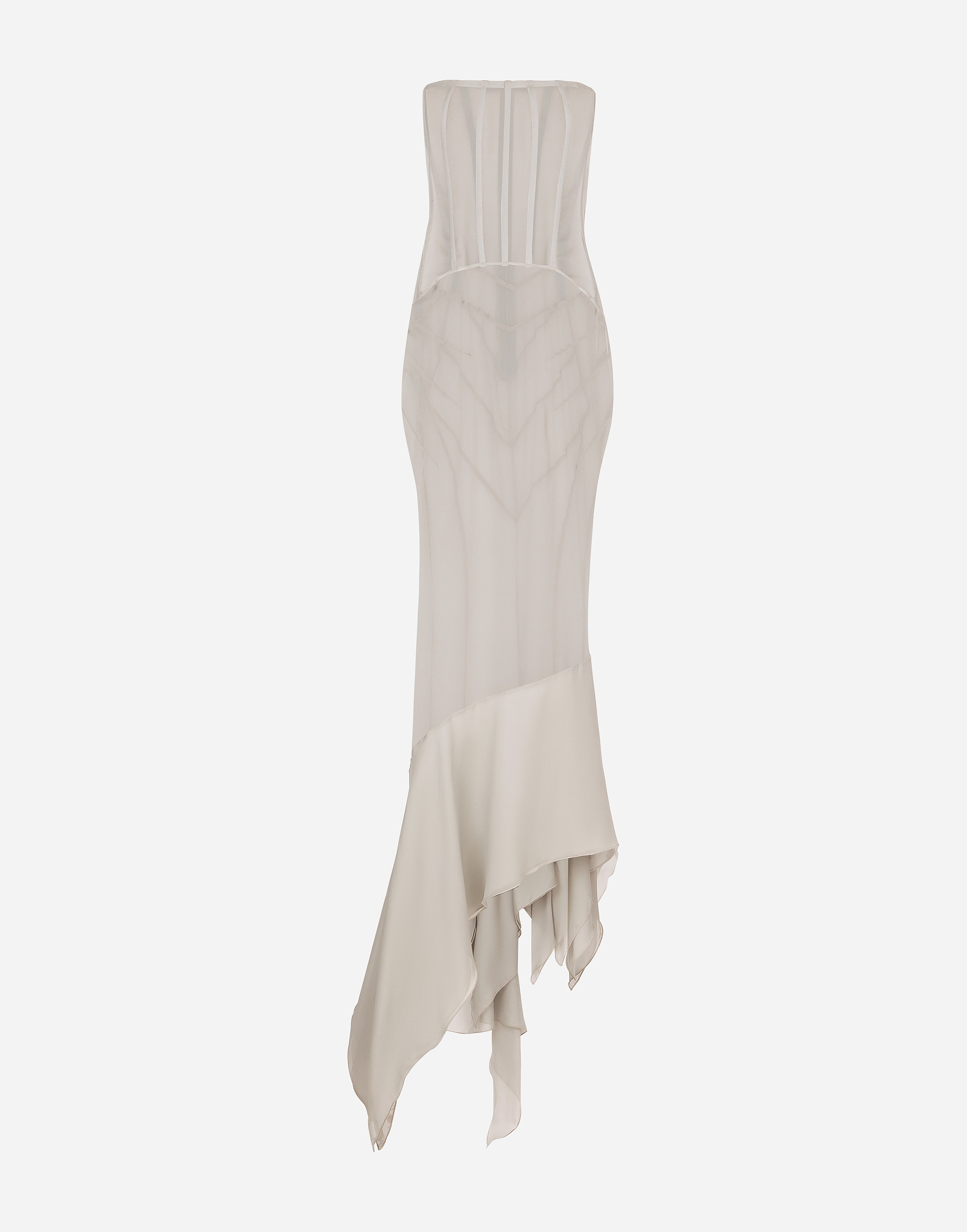 Dolce & Gabbana Long Silk Georgette Dress In Beige