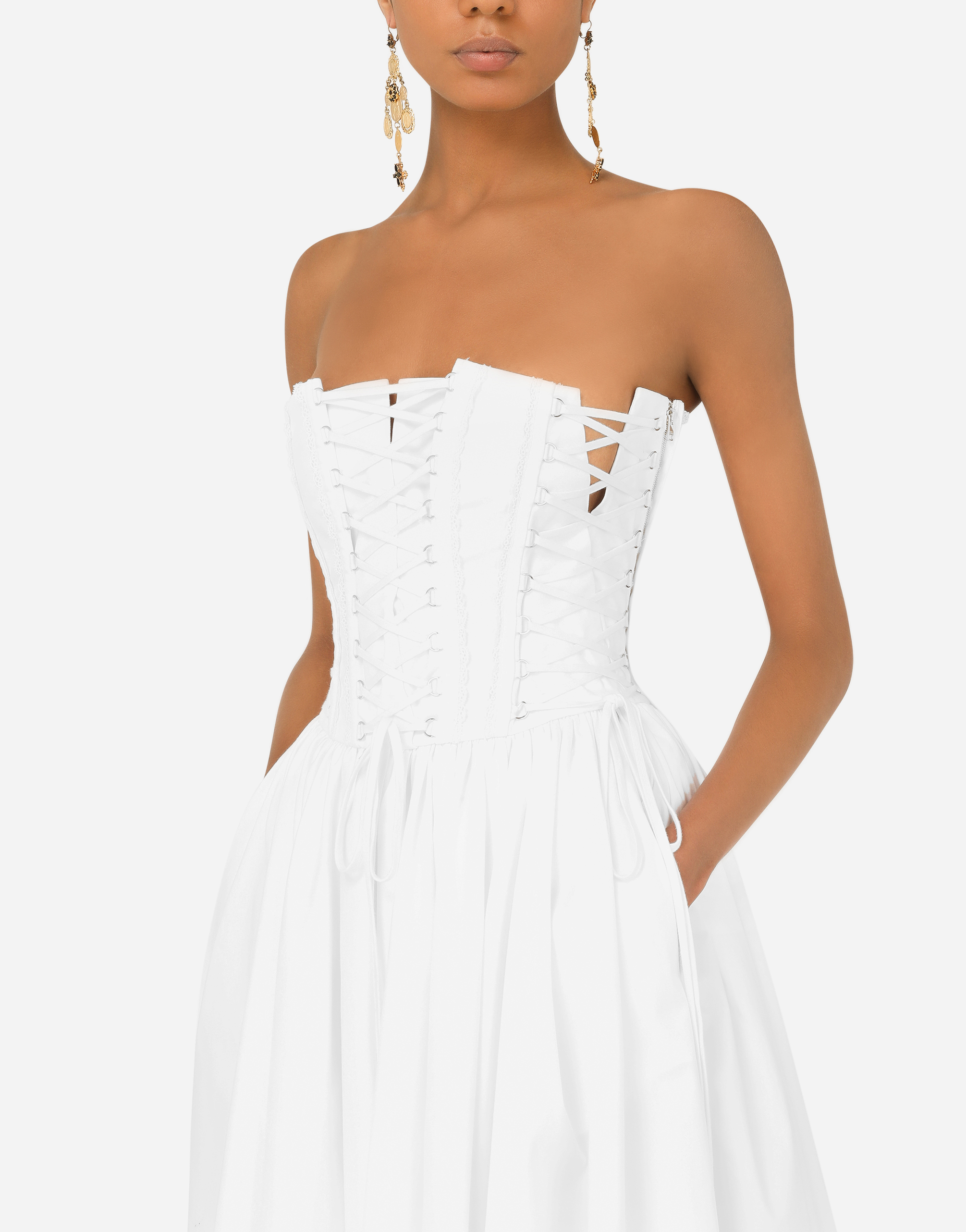 Vestito midiDolce & Gabbana in Satin di colore Bianco Donna Abbigliamento da Abiti da Abiti casual e da giorno 