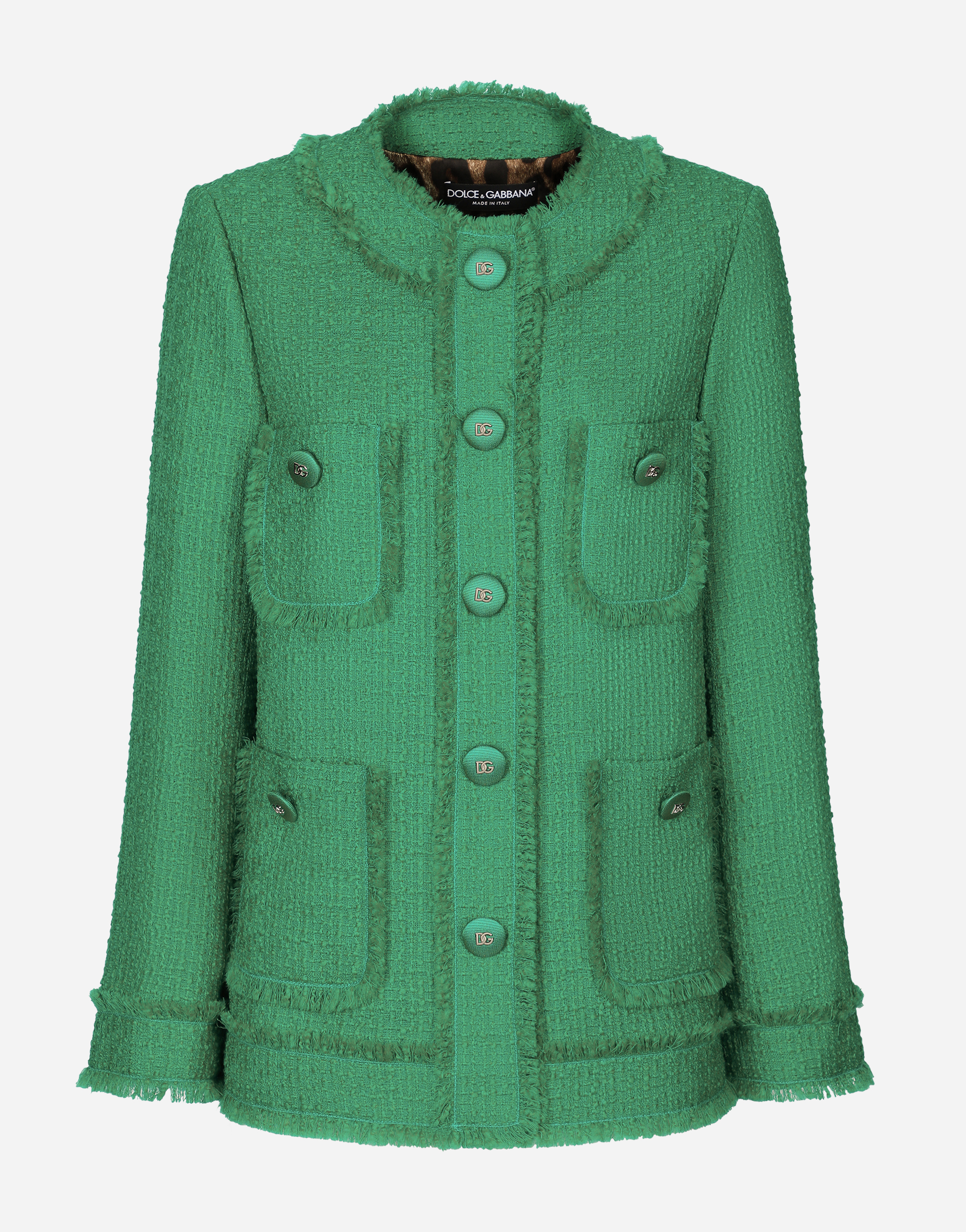 Dolce & Gabbana Single-breasted Raschel Tweed Jacket In Green | ModeSens