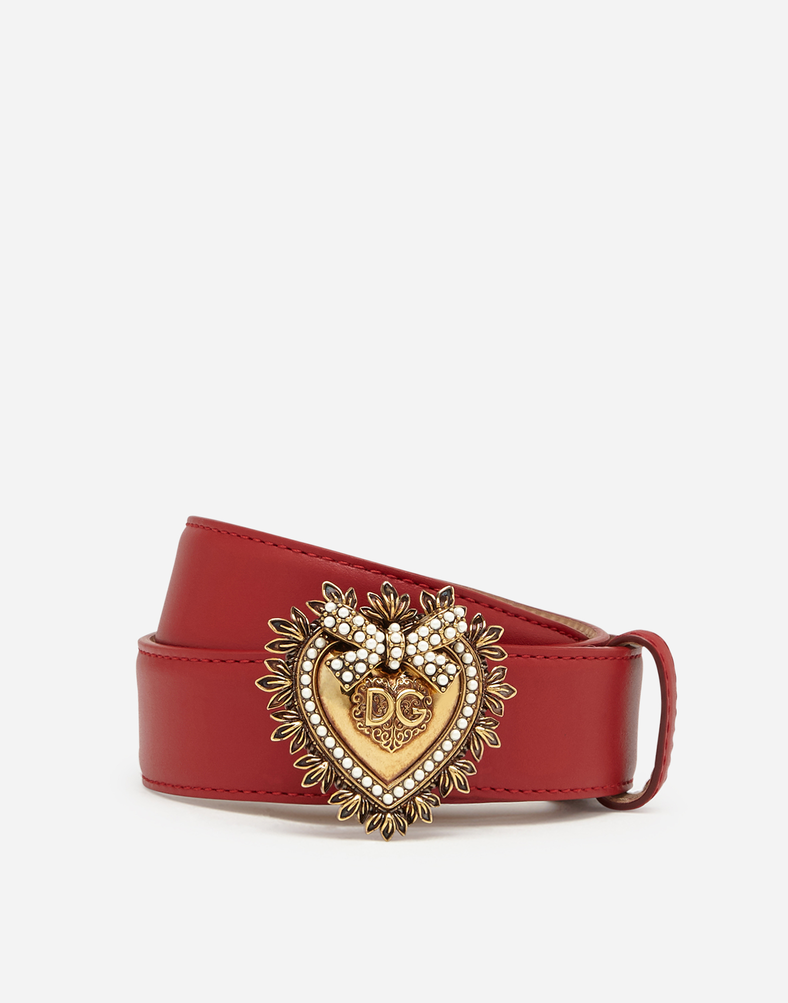 Devotion belt in lux leather in Red