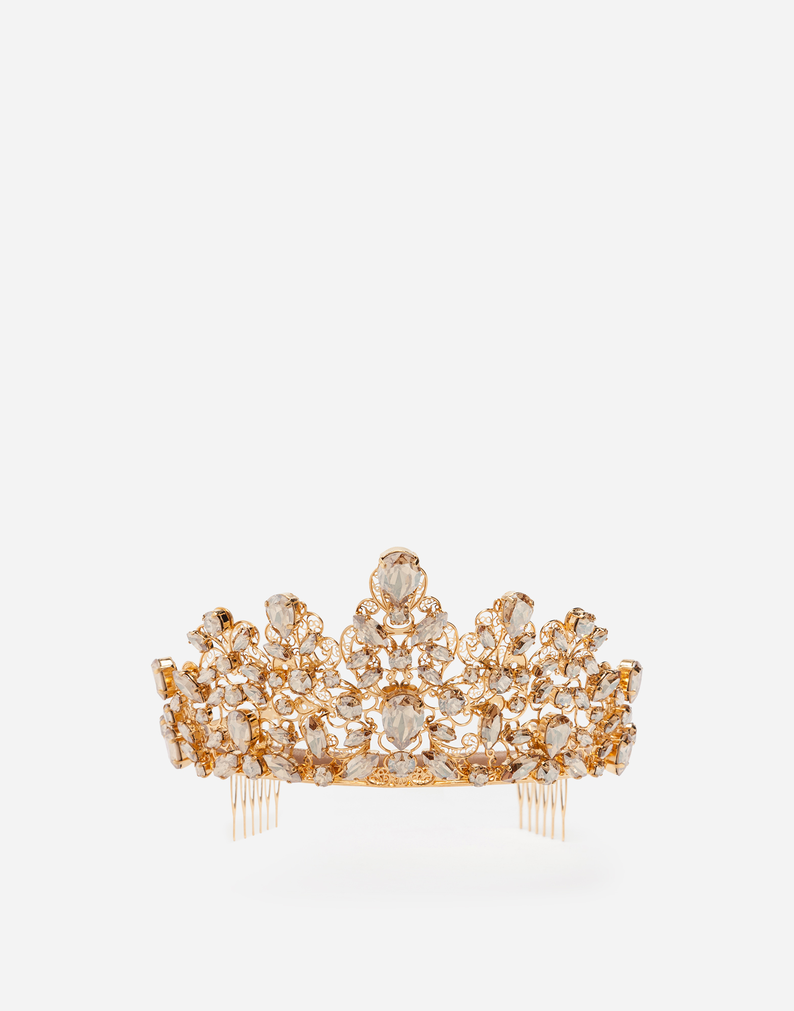 Tiara with rhinestones in Gold for Women | Dolce&Gabbana®