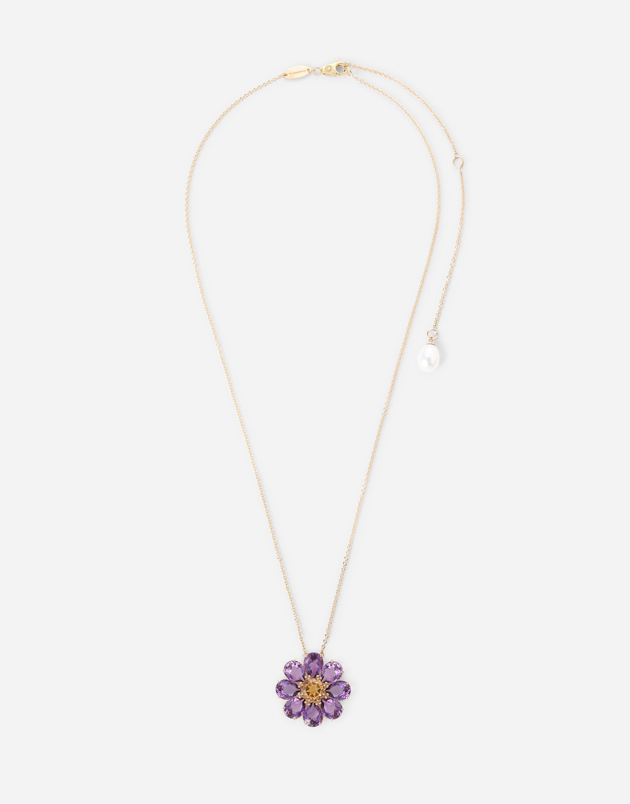 Spring necklace in yellow 18kt gold with amethyst floral motif in Gold