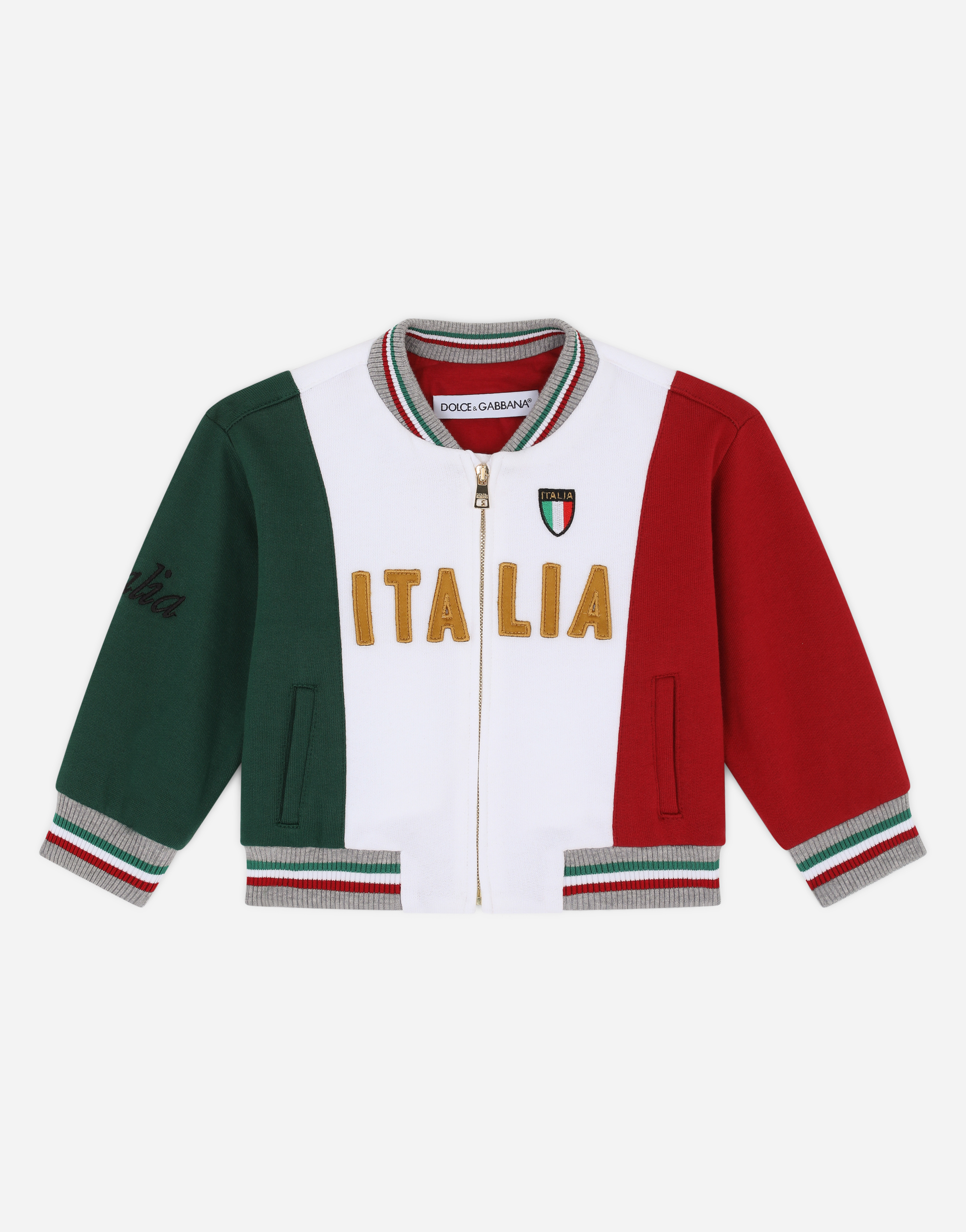 Jersey bomber jacket with Italy patch in Multicolor