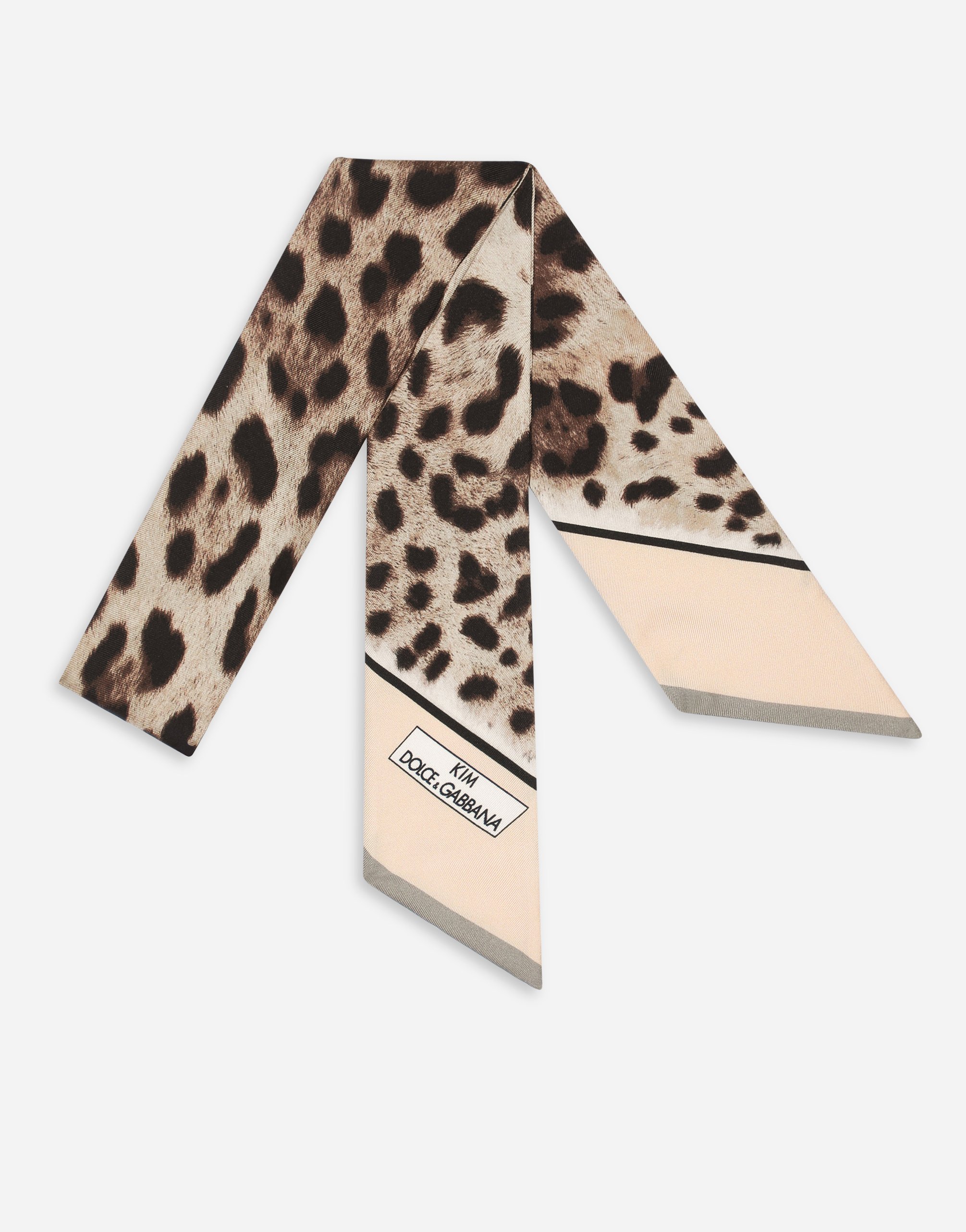 KIM DOLCE&GABBANA Leopard-print twill headscarf in Animal Print