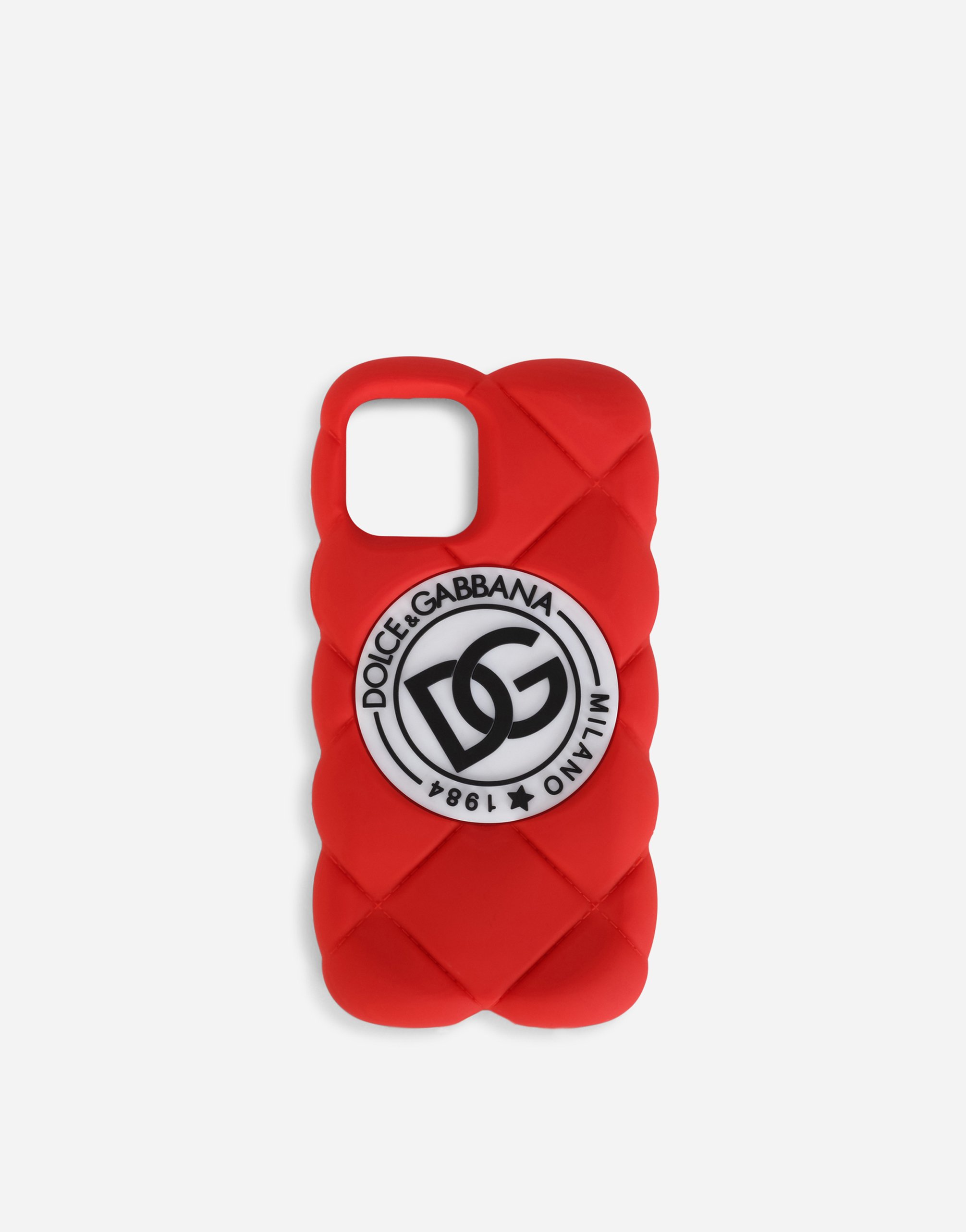 Quilted-effect rubber iPhone 12 Pro cover with DG logo in Red