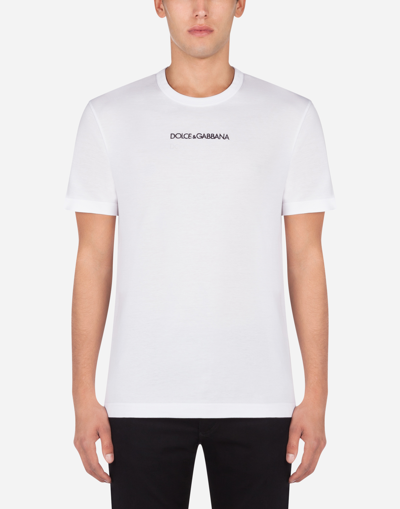Cotton t-shirt with Dolce&Gabbana embroidery in White