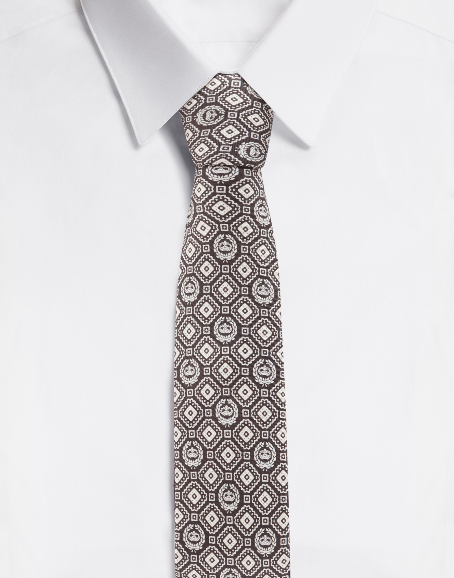 Silk jacquard tie with DG logo, blade: 6cm - 23 inches in Brown