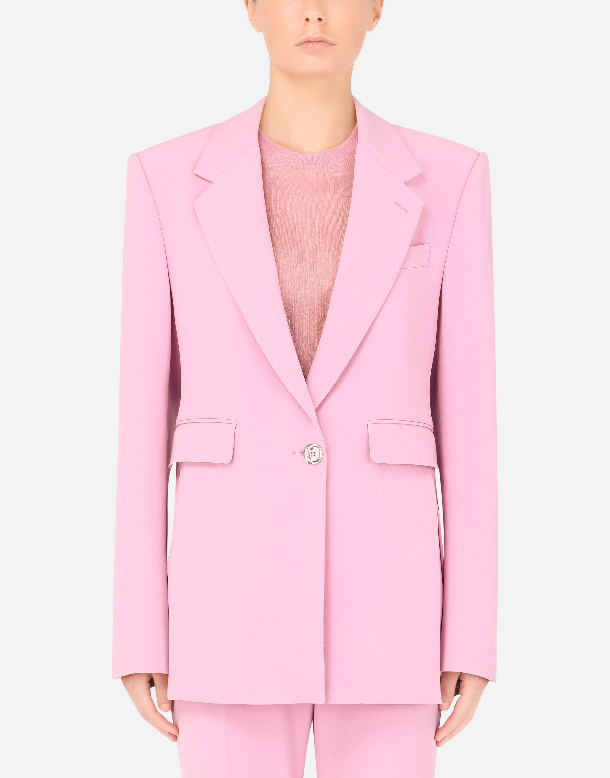 Single-breasted technical twill blazer in Pink