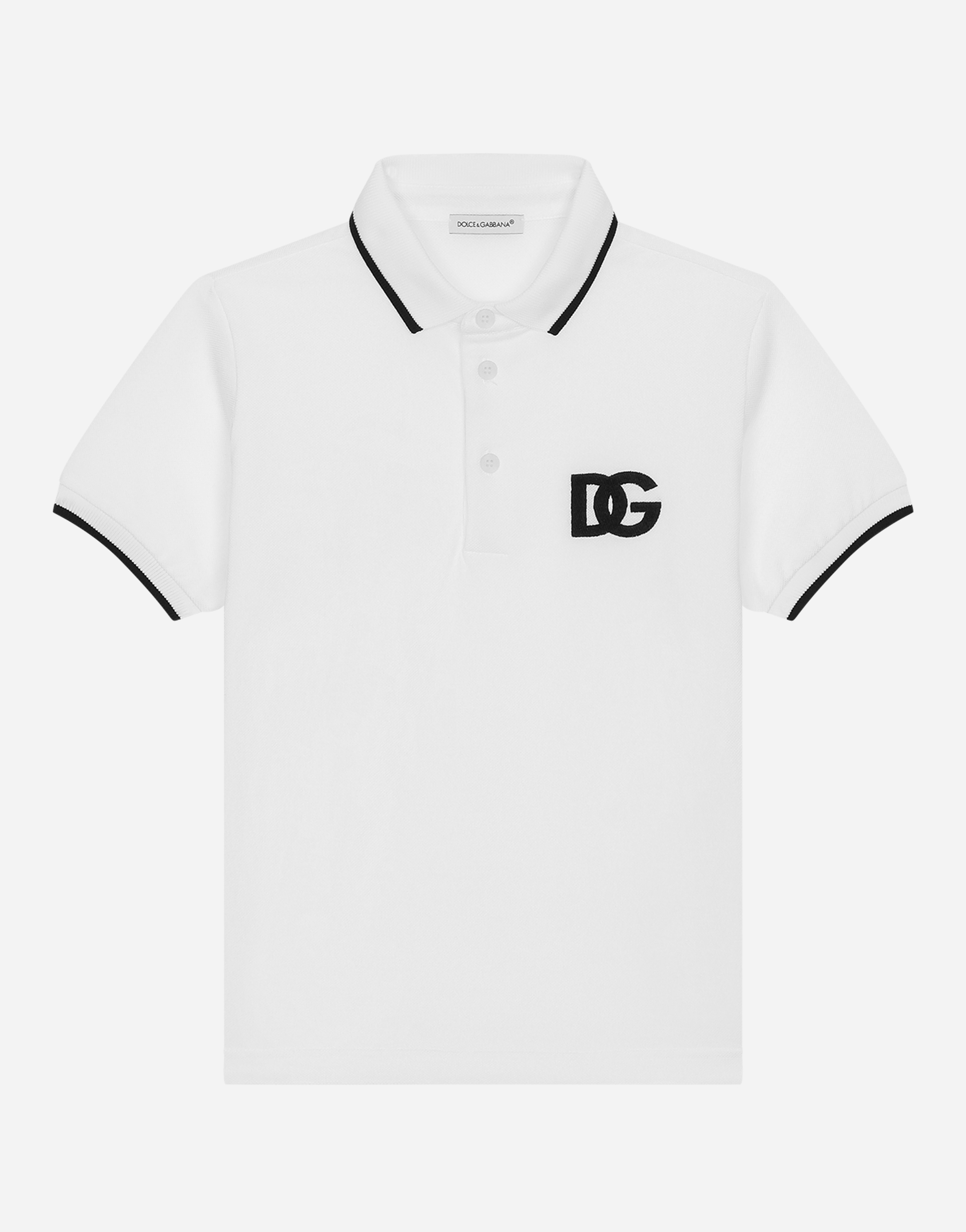 Piqué polo-shirt with DG logo embroidery in White