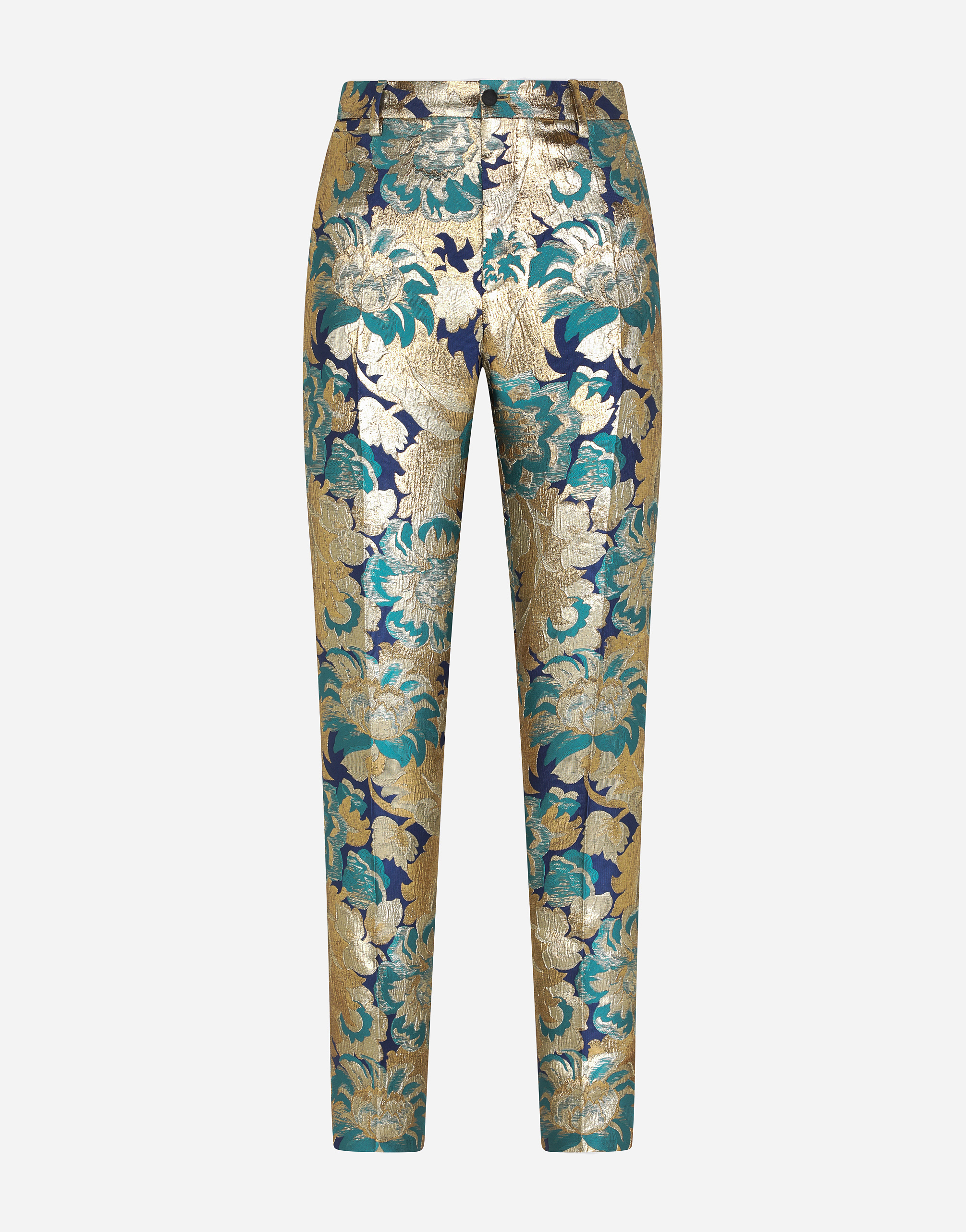 Floral lurex jacquard pants in Multicolor
