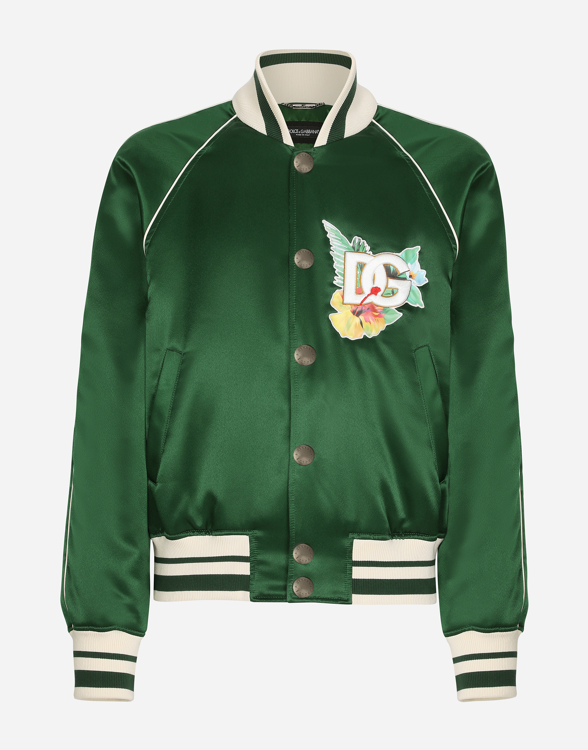 Satin jacket with patch in Green