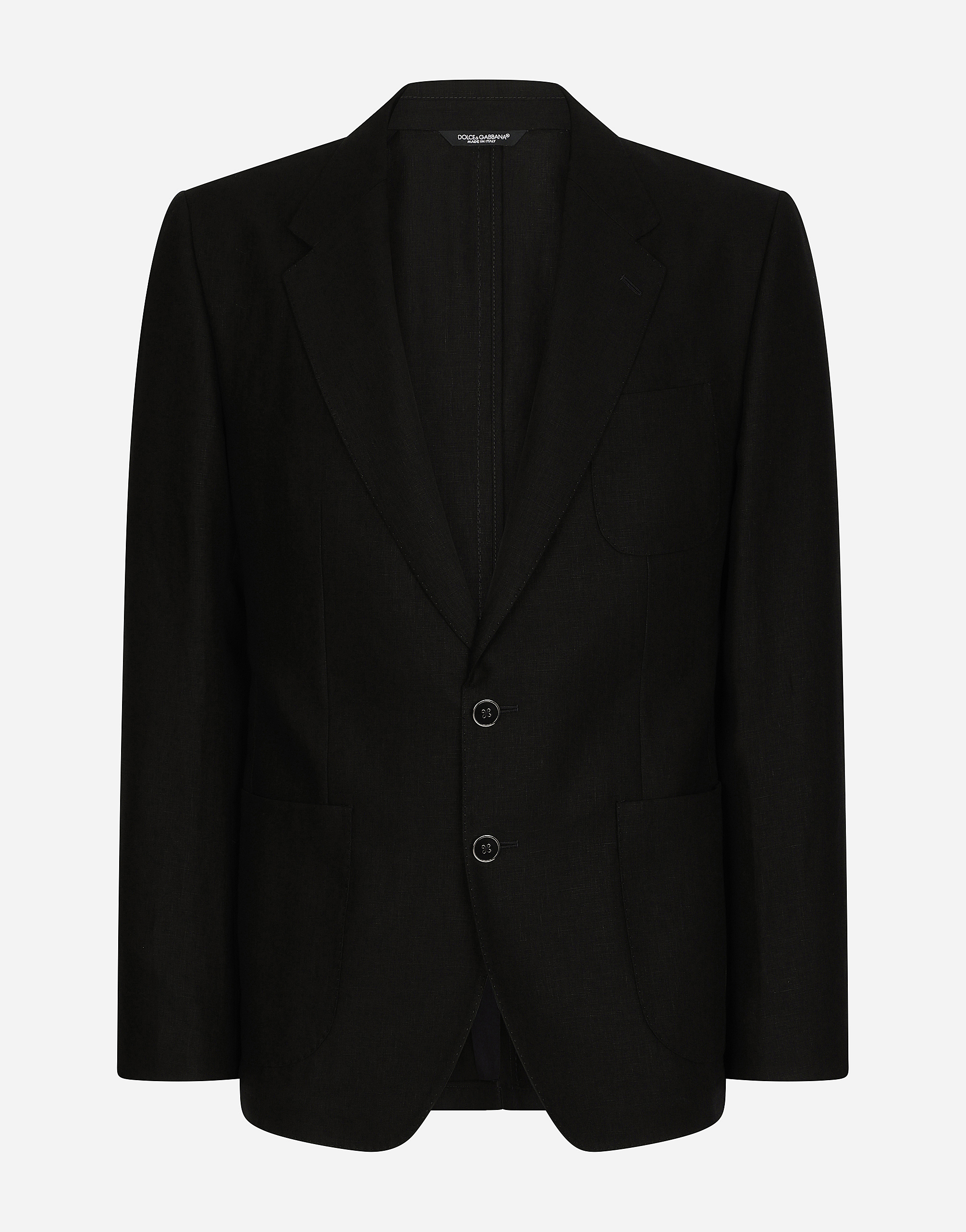 Deconstructed linen jacket in Black