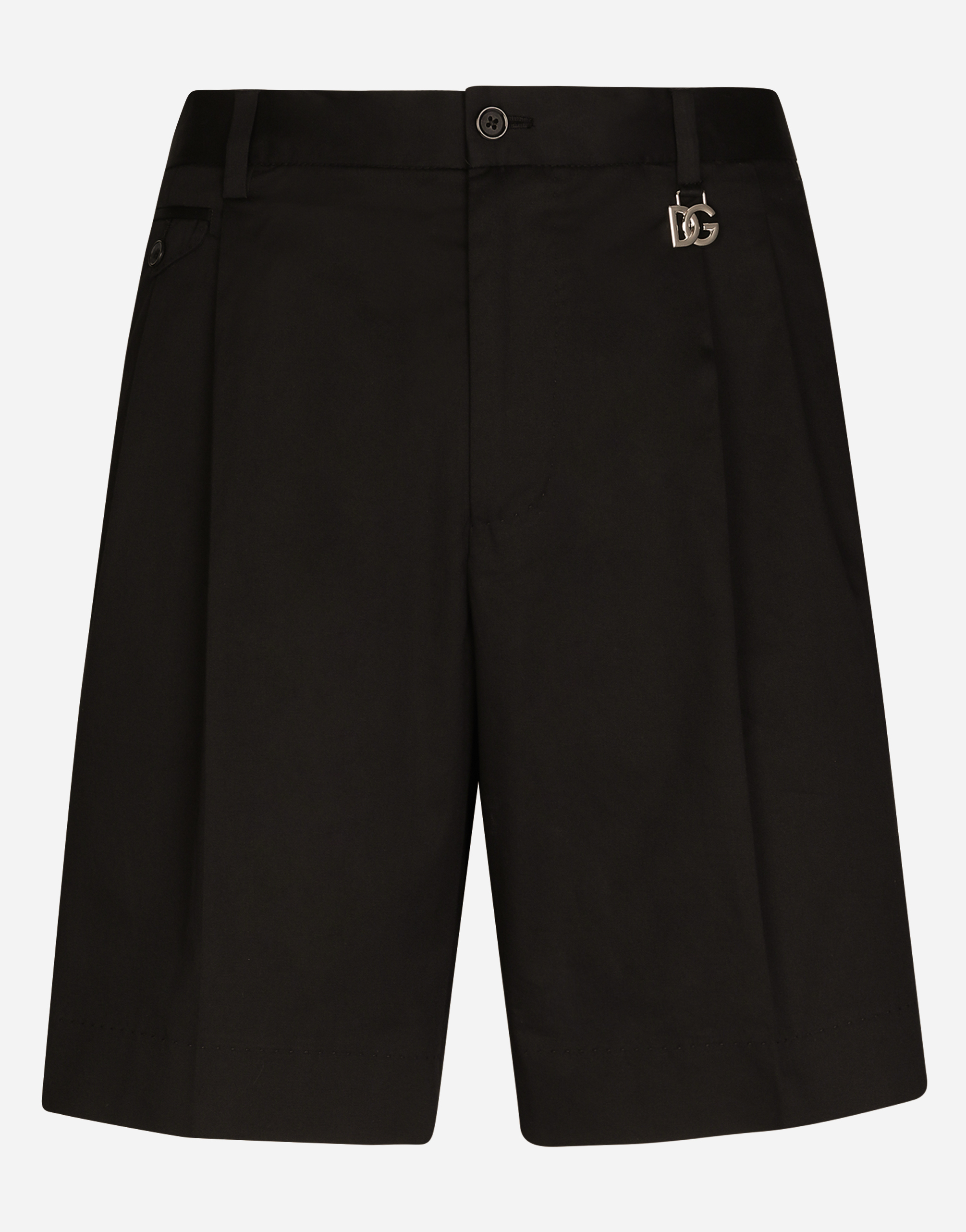 Stretch cotton shorts with DG patch in Black